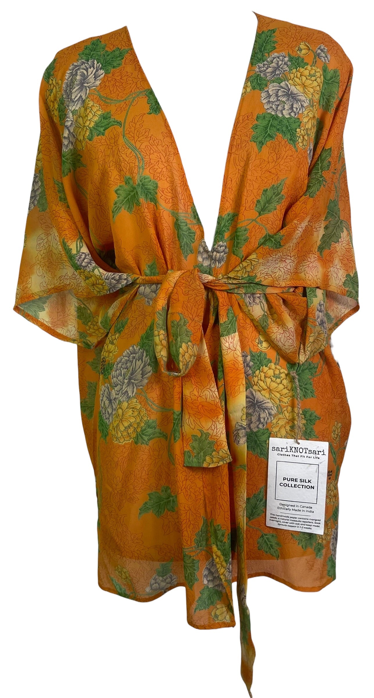 Releases Sunday at 8pm EST PRG9028 Sheer Avatar Pure Silk Kimono-Sleeved Jacket with Belt
