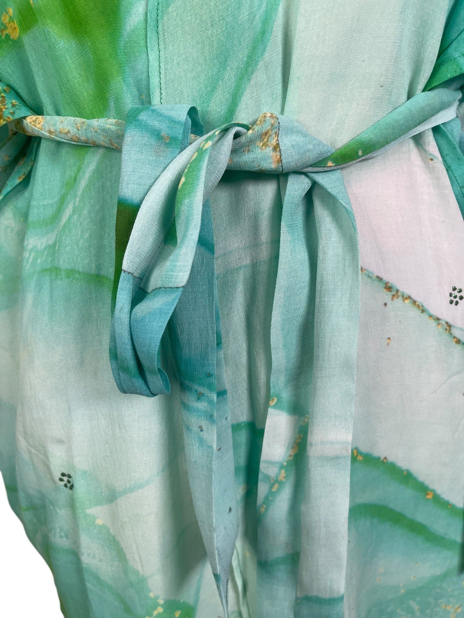 Releases Sunday at 8pm EST PRG9025 Sheer Avatar Pure Silk Kimono-Sleeved Jacket with Belt