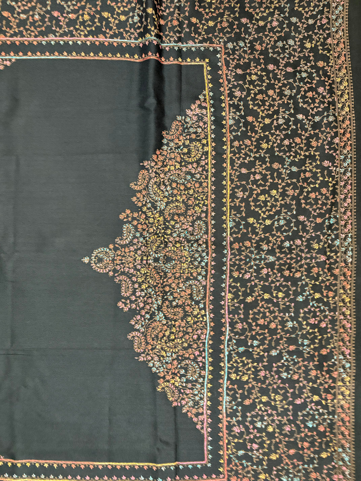 Hand Embroidered Wool Blend Shawl
