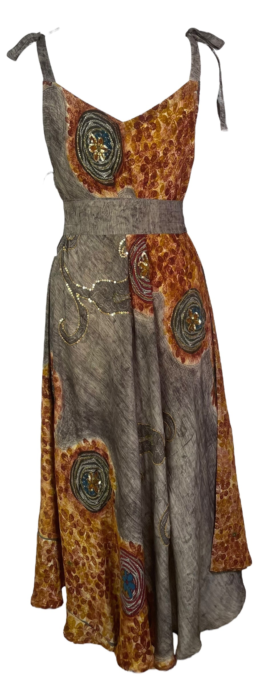 PRC8275 Wabi Sabi Pure Silk Maxi Dress with Belt