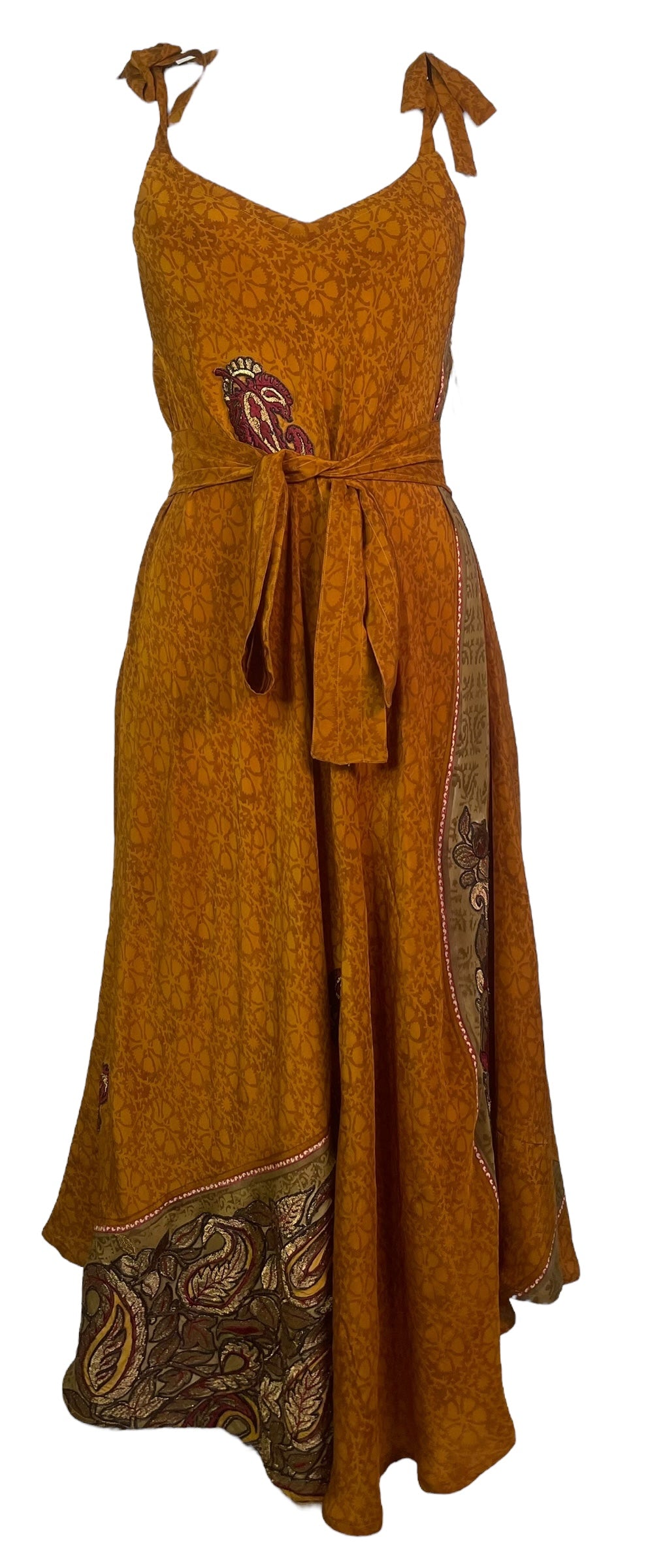 PRC8289 Wabi Sabi Pure Silk Maxi Dress with Belt