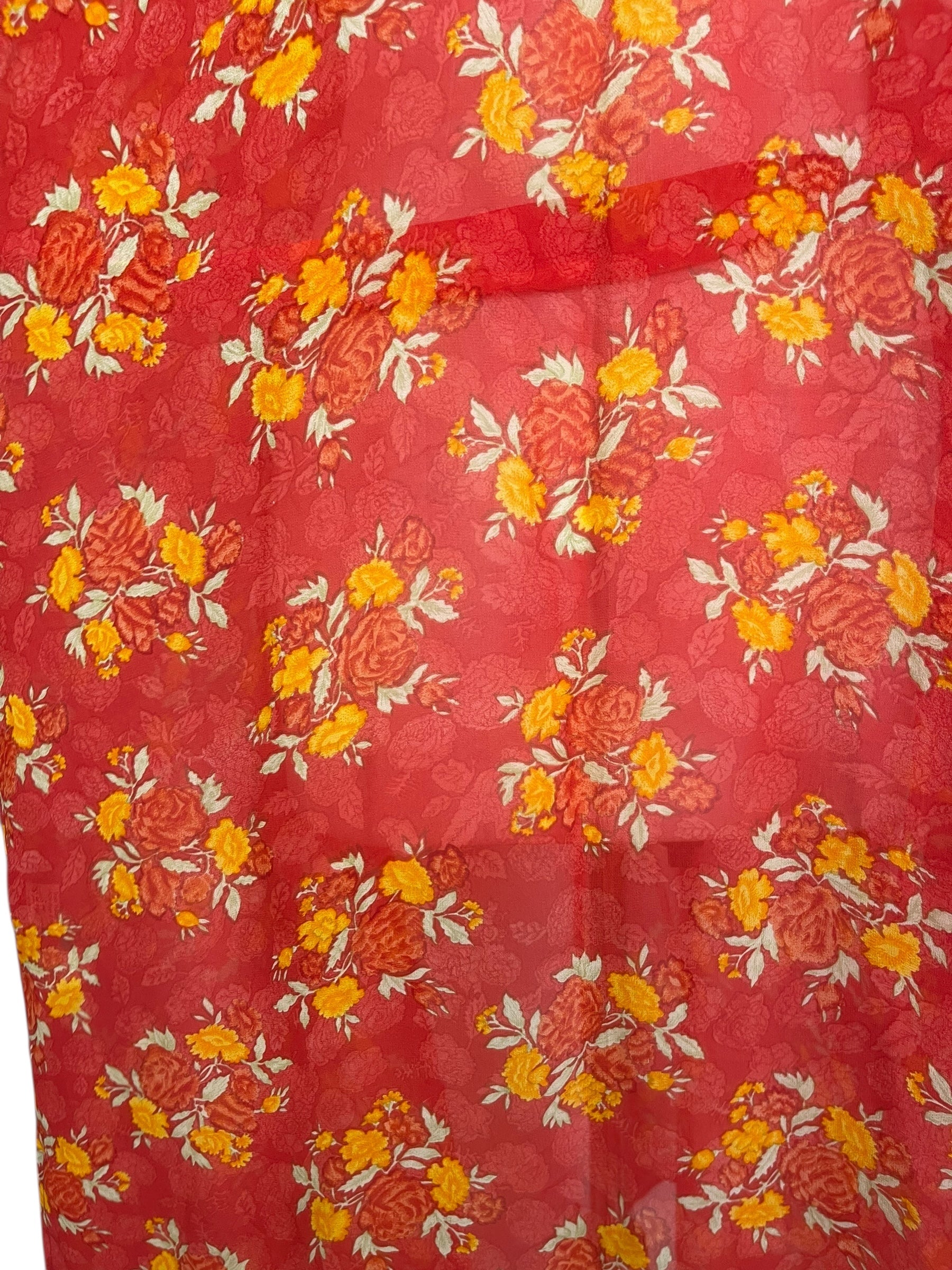 PRG8202 Sheer Avatar Long Pure Silk Kimono Sleeved Duster with Belt