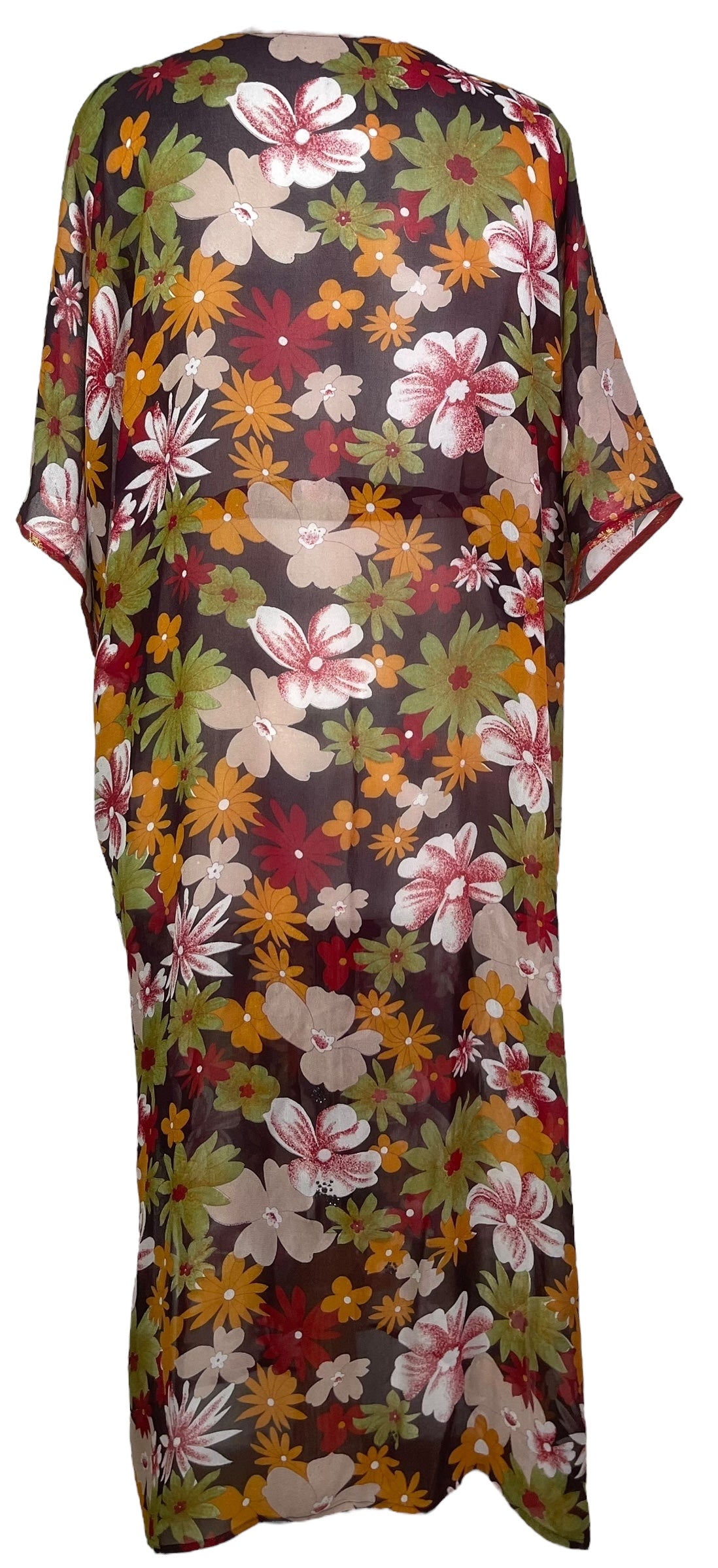 PRG8203 Sheer Avatar Long Pure Silk Kimono Sleeved Duster with Belt by DECEMBER2025 – Handmade ethical Long Kimono from sariKNOTsari using upcycled silk. Designed in Canada for travel and slow fashion, loved from Toronto to LA to Sydney.