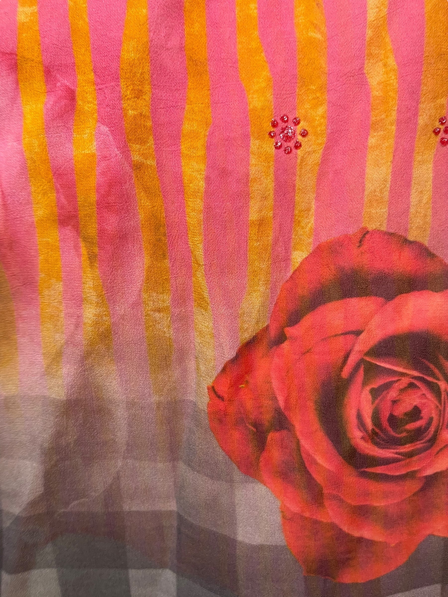 PRG8051 Sheer Avatar Long Pure Silk Kimono Sleeved Duster with Belt