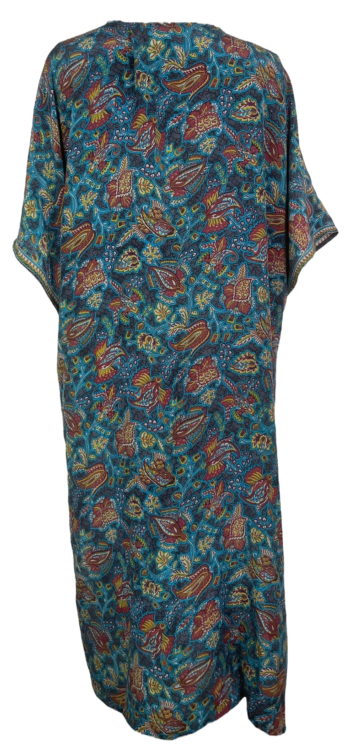 PRC8217 Avatar Long Pure Silk Kimono Sleeved Duster with Belt