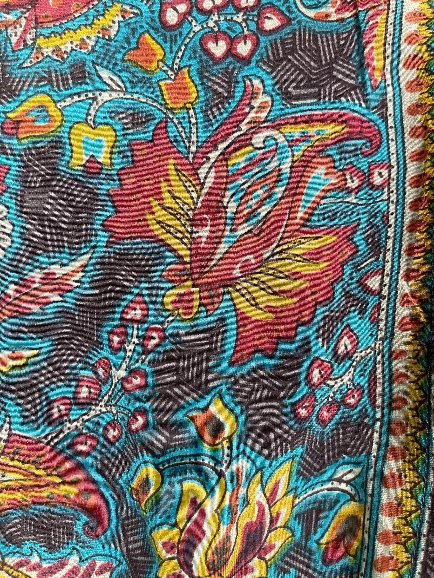 PRC8217 Avatar Long Pure Silk Kimono Sleeved Duster with Belt