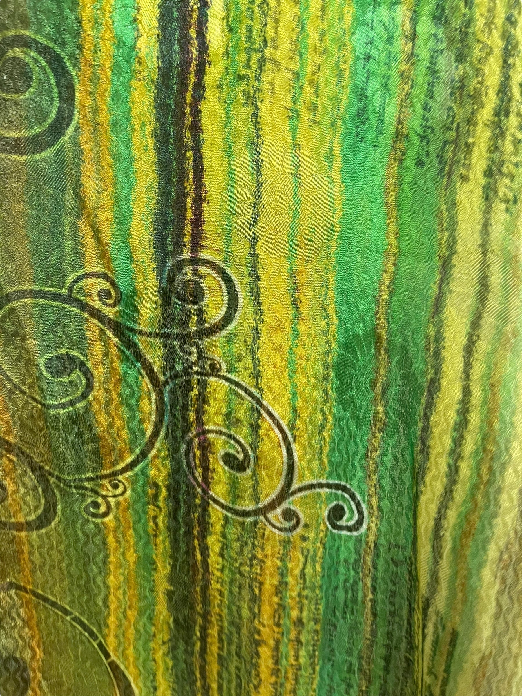 PRG8263 Sheer Avatar Long Pure Silk Kimono Sleeved Duster with Belt