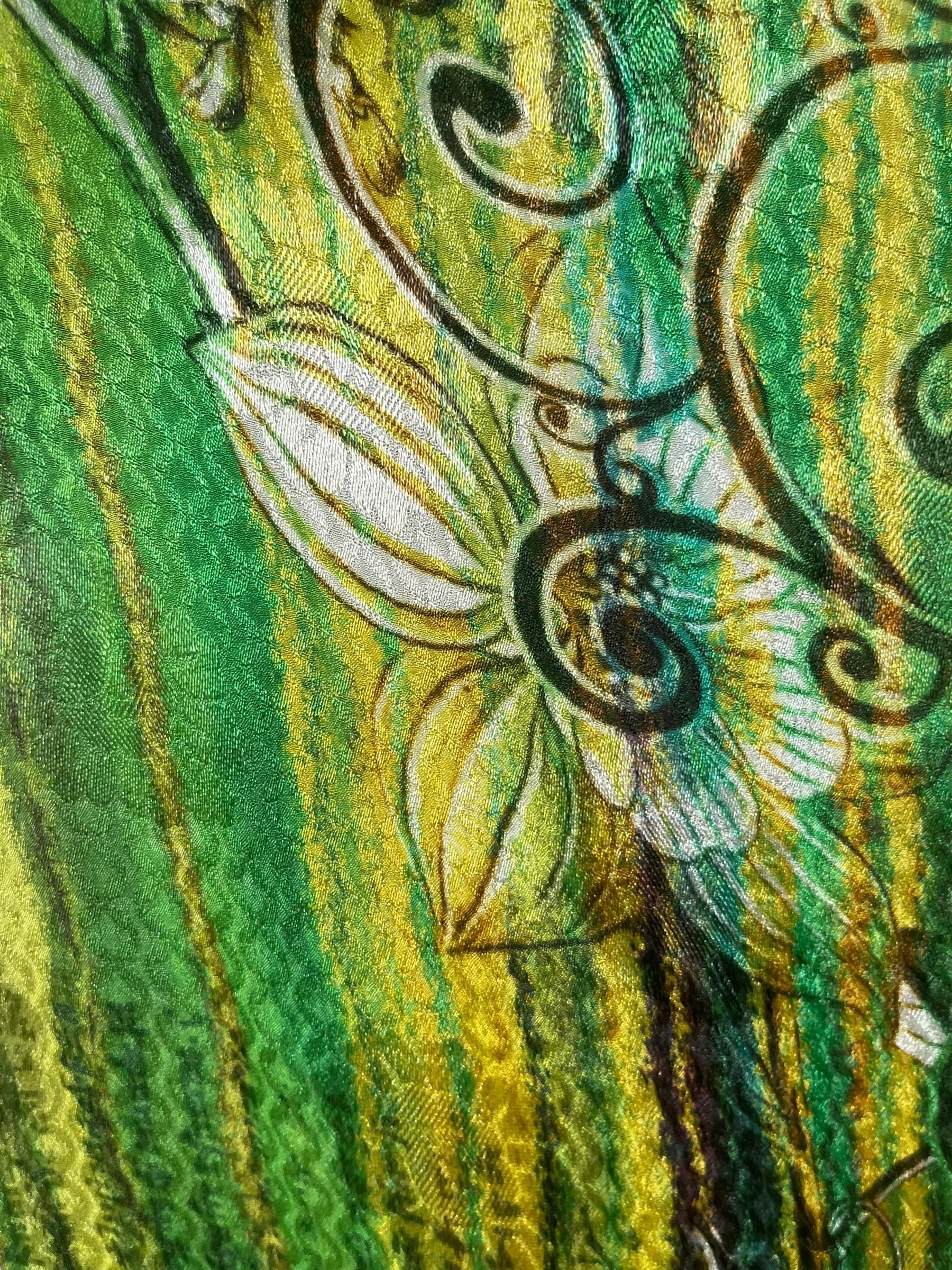 PRG8263 Sheer Avatar Long Pure Silk Kimono Sleeved Duster with Belt