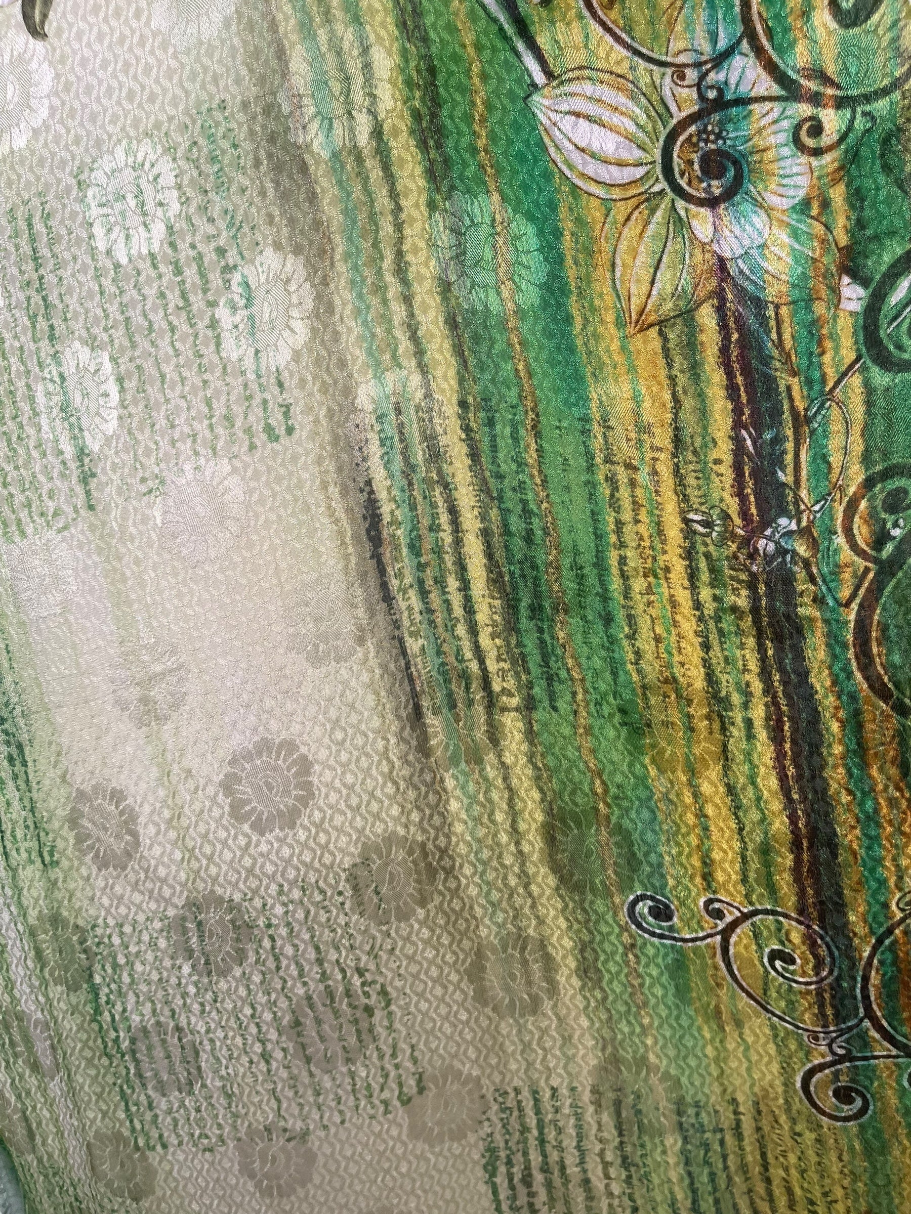 PRG8263 Sheer Avatar Long Pure Silk Kimono Sleeved Duster with Belt