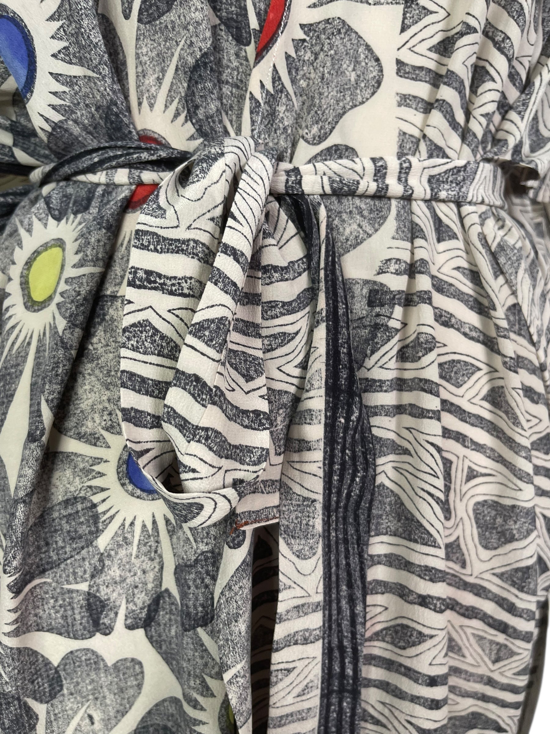 PRC8205 Avatar Long Pure Silk Kimono Sleeved Duster with Belt