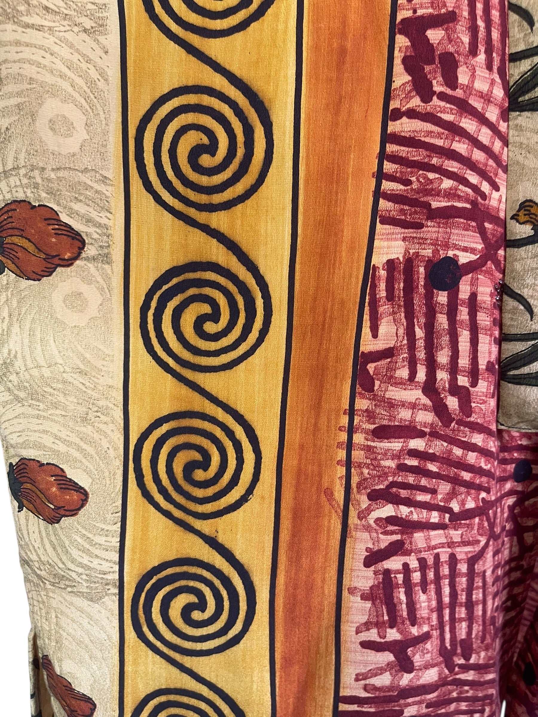 PRC8243 Avatar Long Pure Silk Kimono Sleeved Duster with Belt