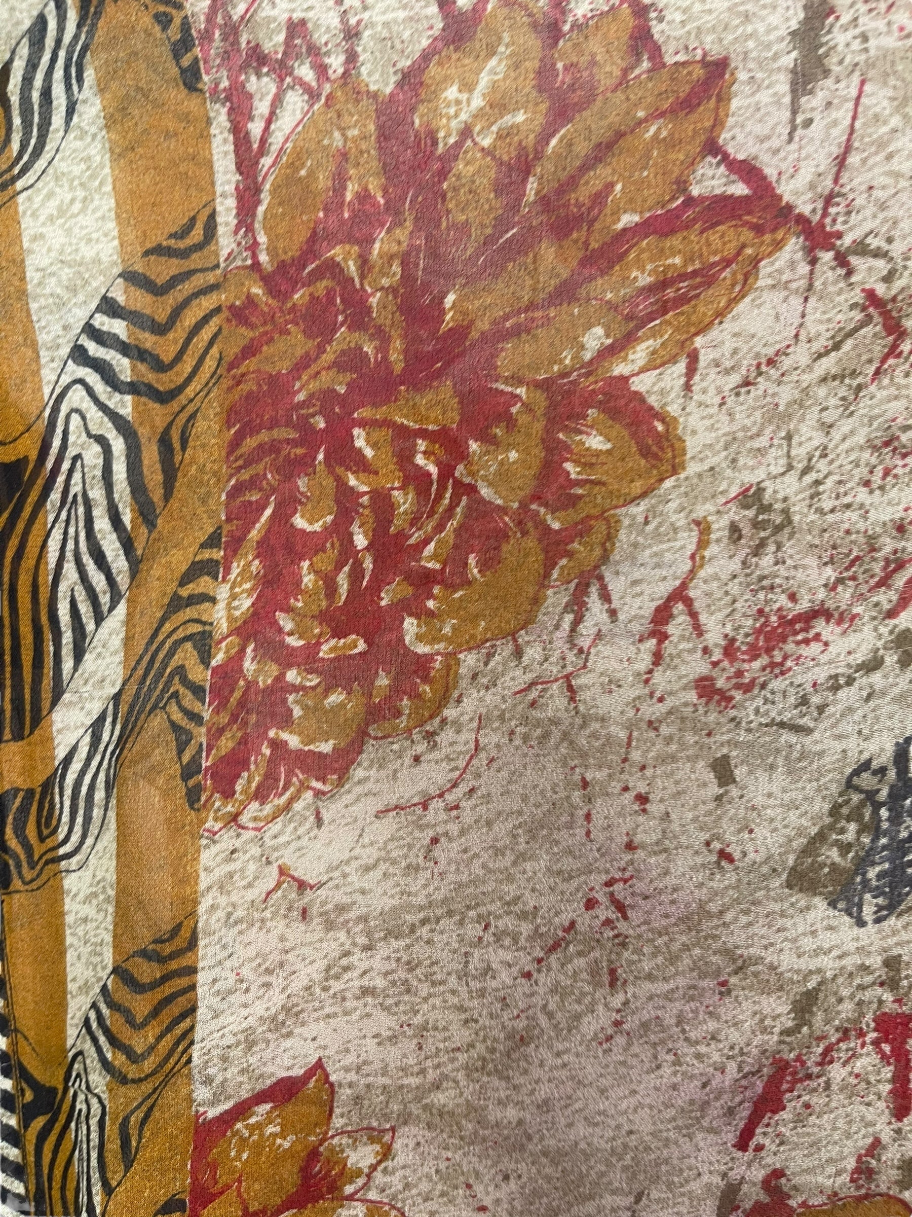 PRG8214 Sheer Avatar Long Pure Silk Kimono Sleeved Duster with Belt