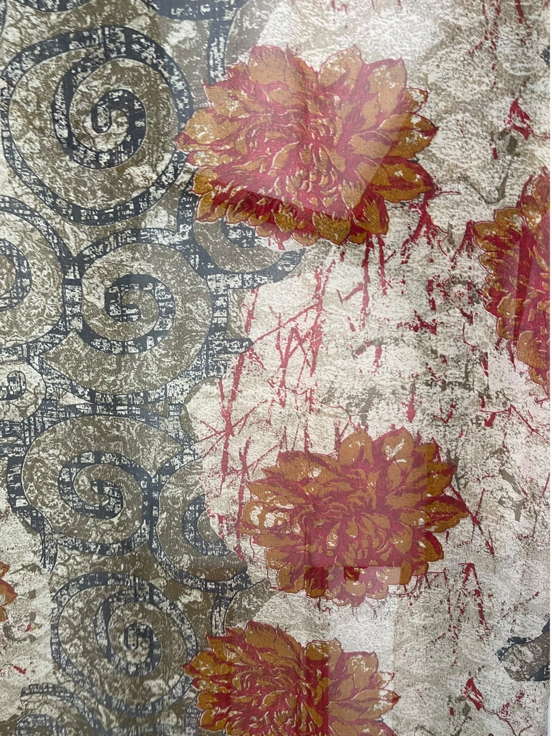 PRG8214 Sheer Avatar Long Pure Silk Kimono Sleeved Duster with Belt