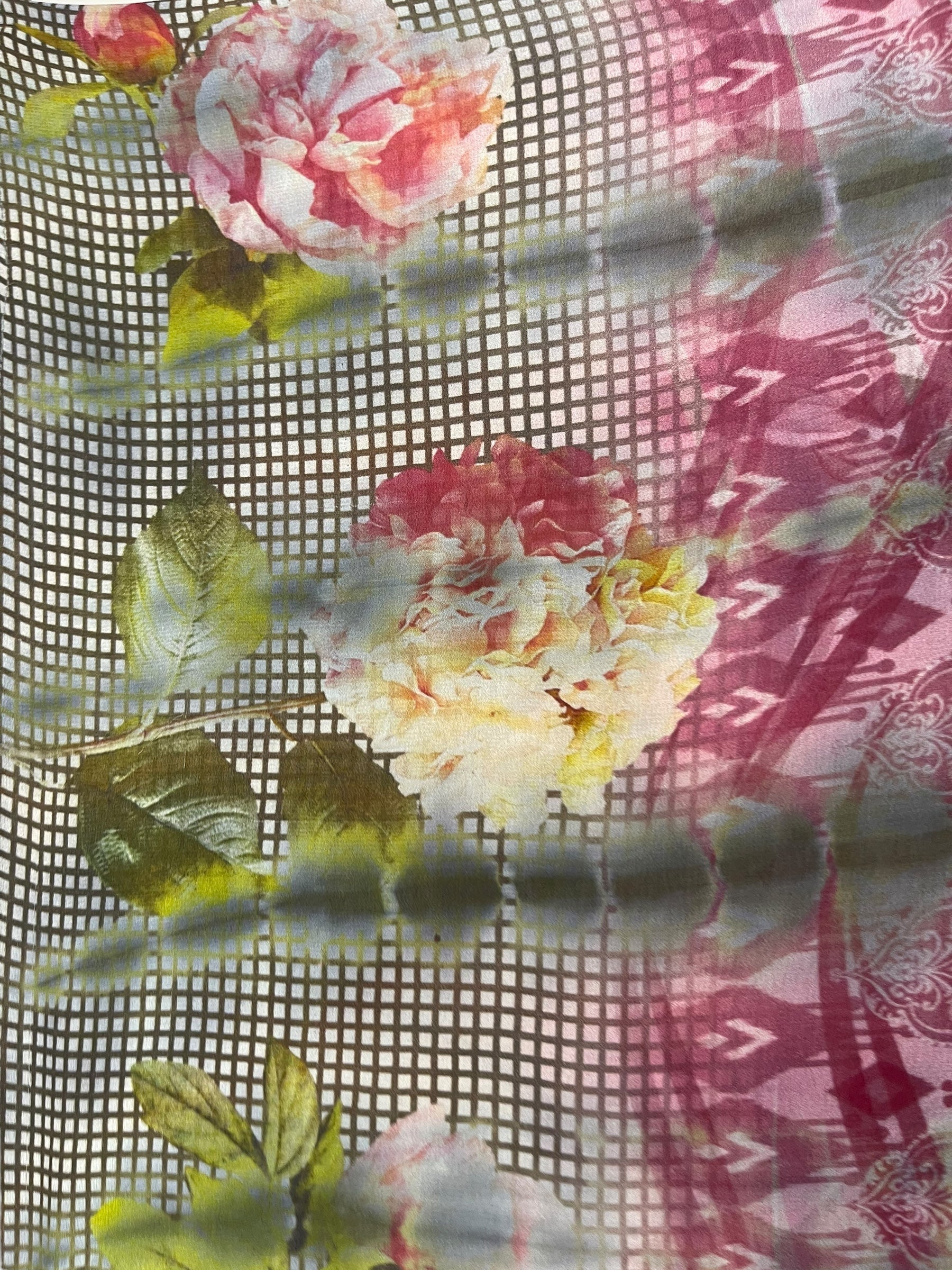 PRG8211 Sheer Avatar Long Pure Silk Kimono Sleeved Duster with Belt