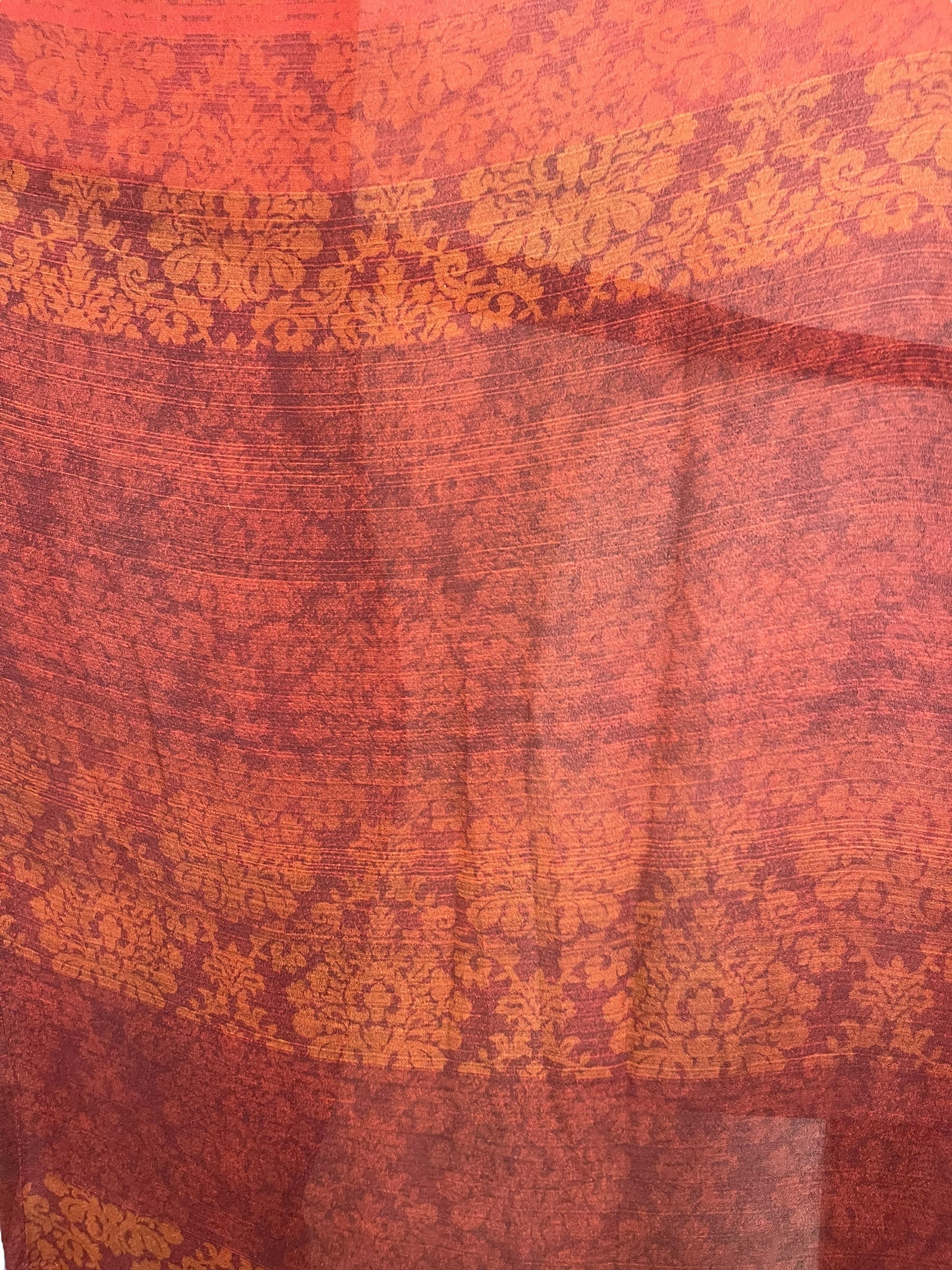 PRG8055 Sheer Avatar Long Pure Silk Kimono Sleeved Duster with Belt