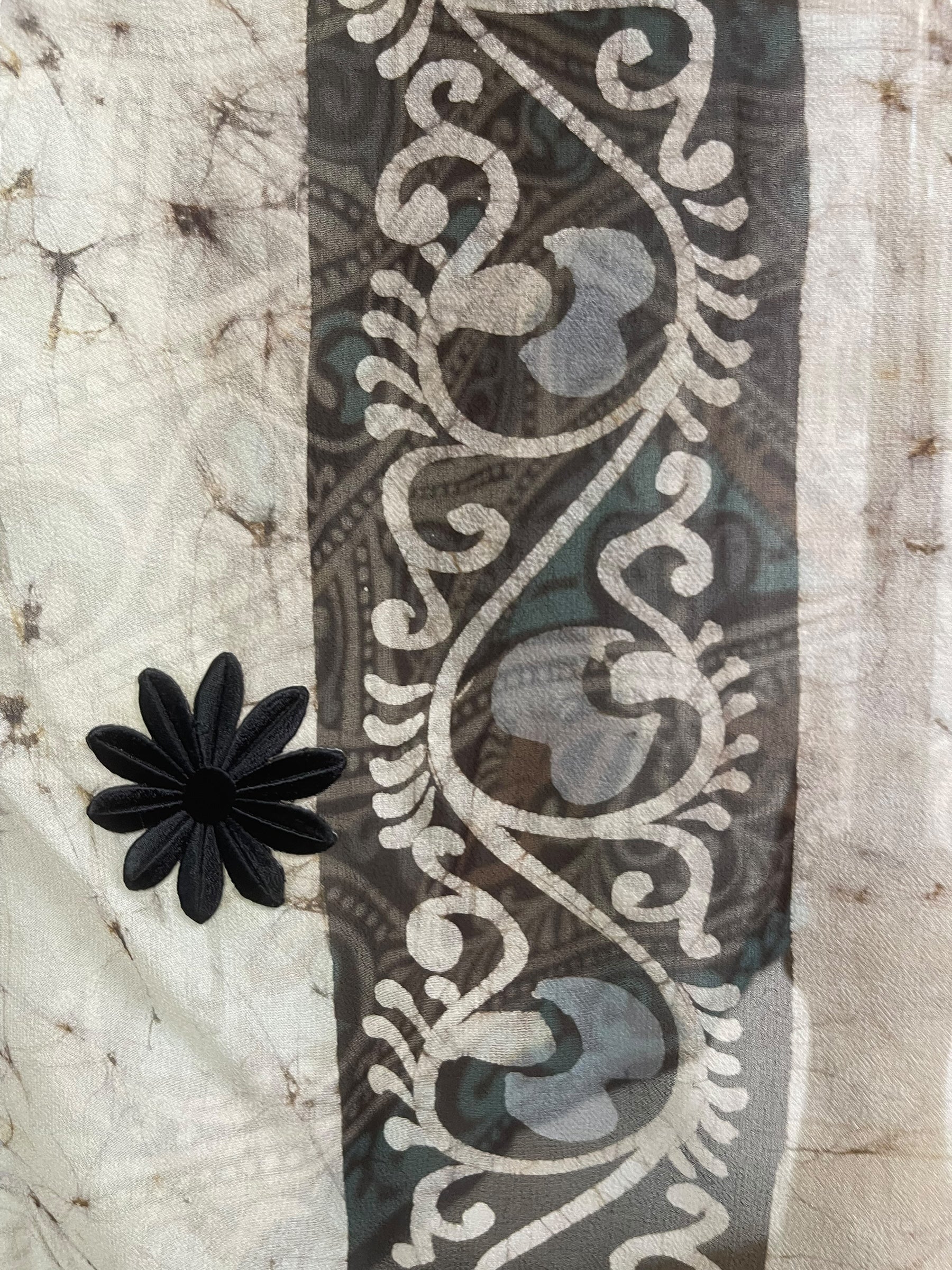 PRG8271 Sheer Avatar Long Pure Silk Kimono Sleeved Duster with Belt