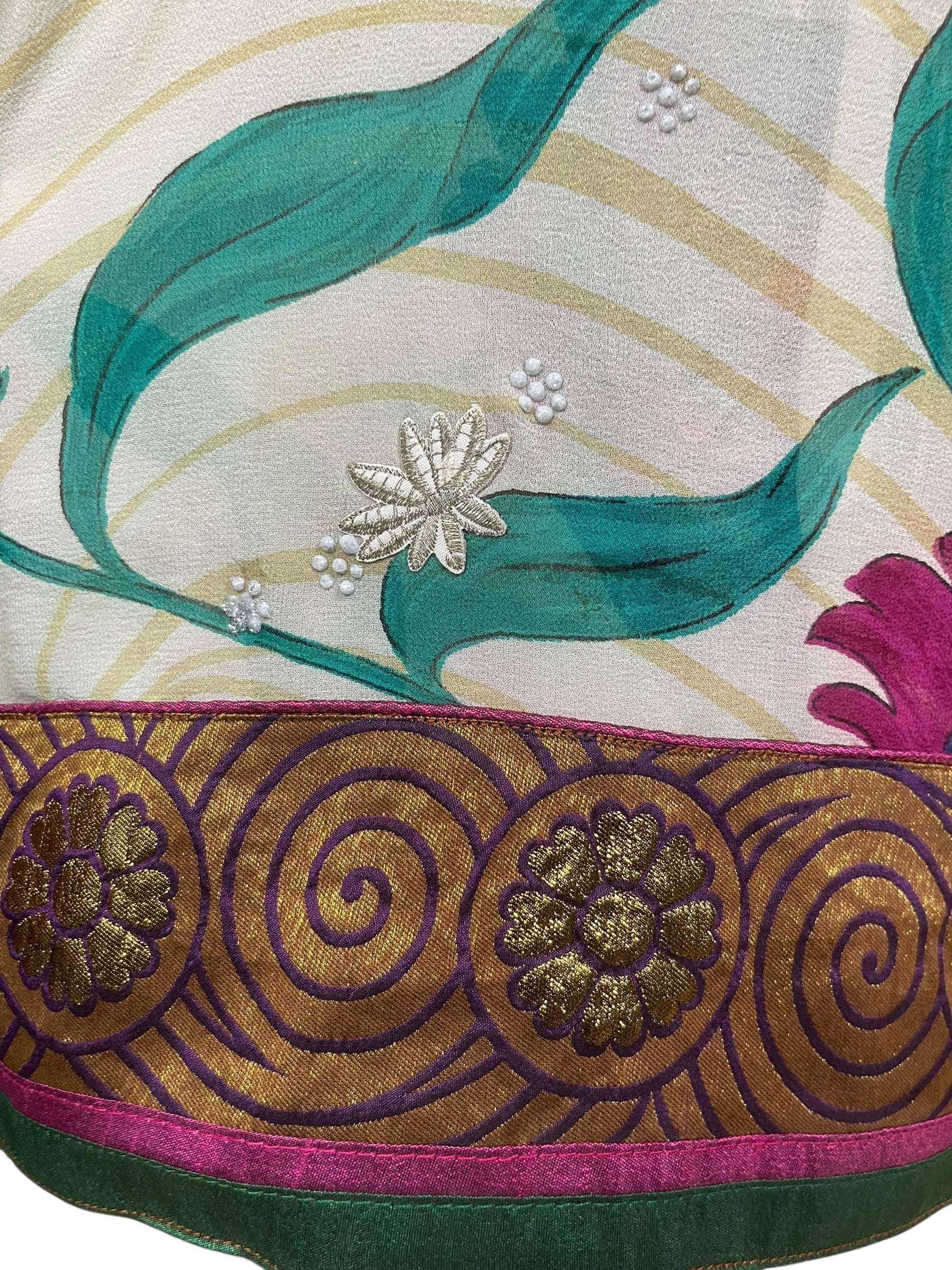 PRG8052 Sheer Avatar Long Pure Silk Kimono Sleeved Duster with Belt