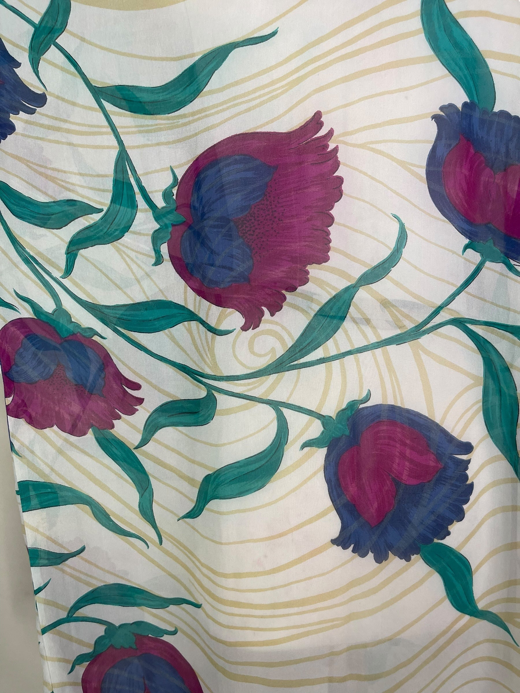 PRG8052 Sheer Avatar Long Pure Silk Kimono Sleeved Duster with Belt