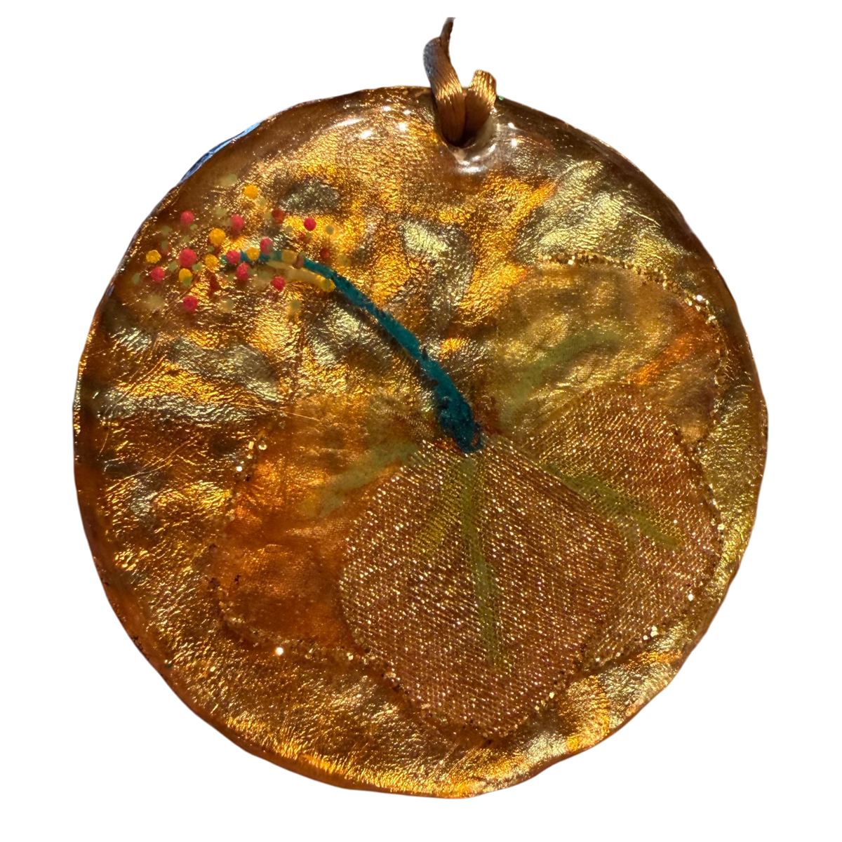 Golden Flower Fairy Hat Pendant by Kristine’s Kreations – Handmade ethical Necklace from sariKNOTsari using upcycled silk. Designed in Canada for travel and slow fashion, loved from Toronto to LA to Sydney. Featuring Zsiska, Bryn Walker and Artisan Leather coats by Rejean Pepin, Pepin designs