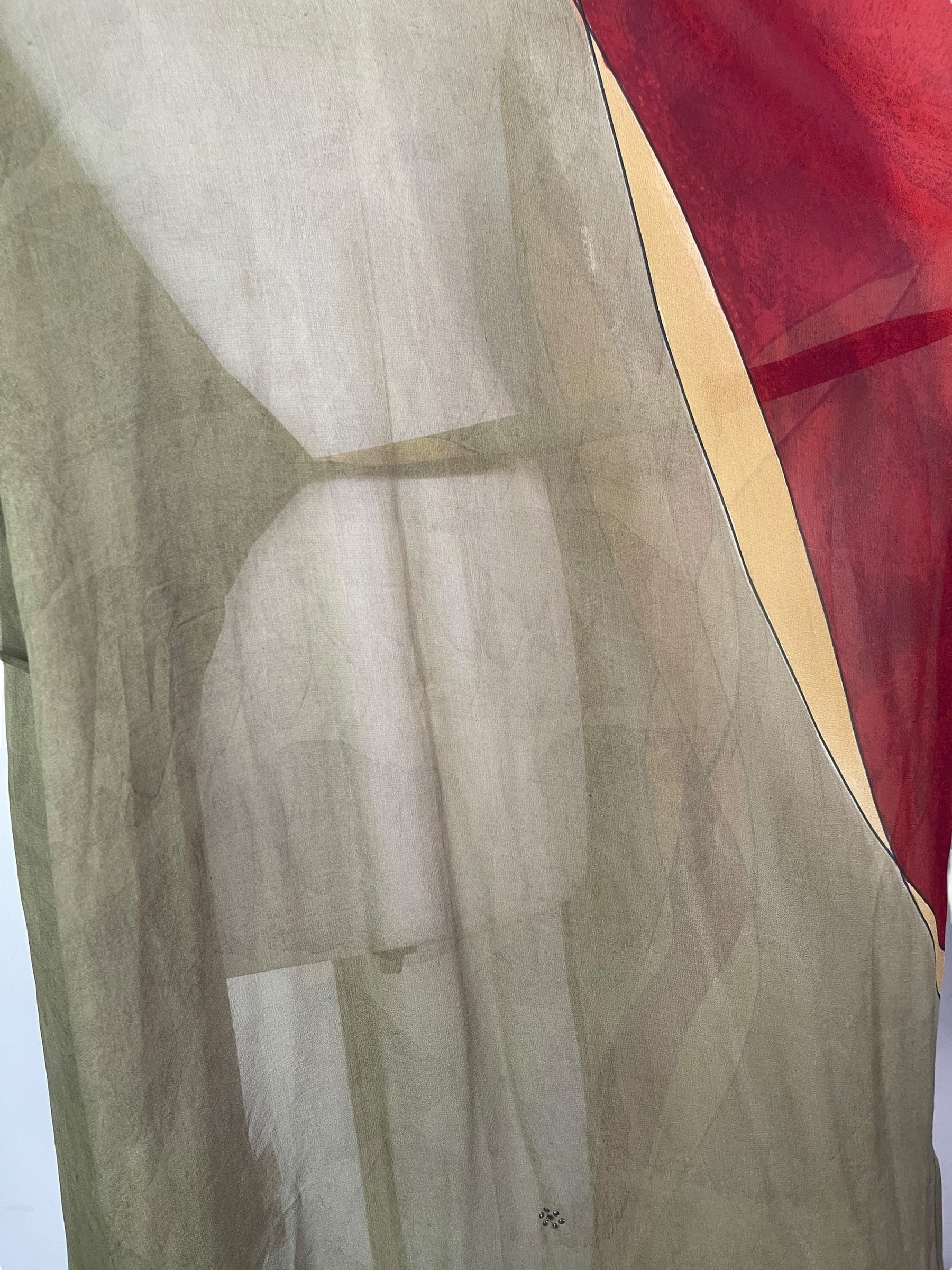 PRG8272 Sheer Avatar Long Pure Silk Kimono Sleeved Duster with Belt