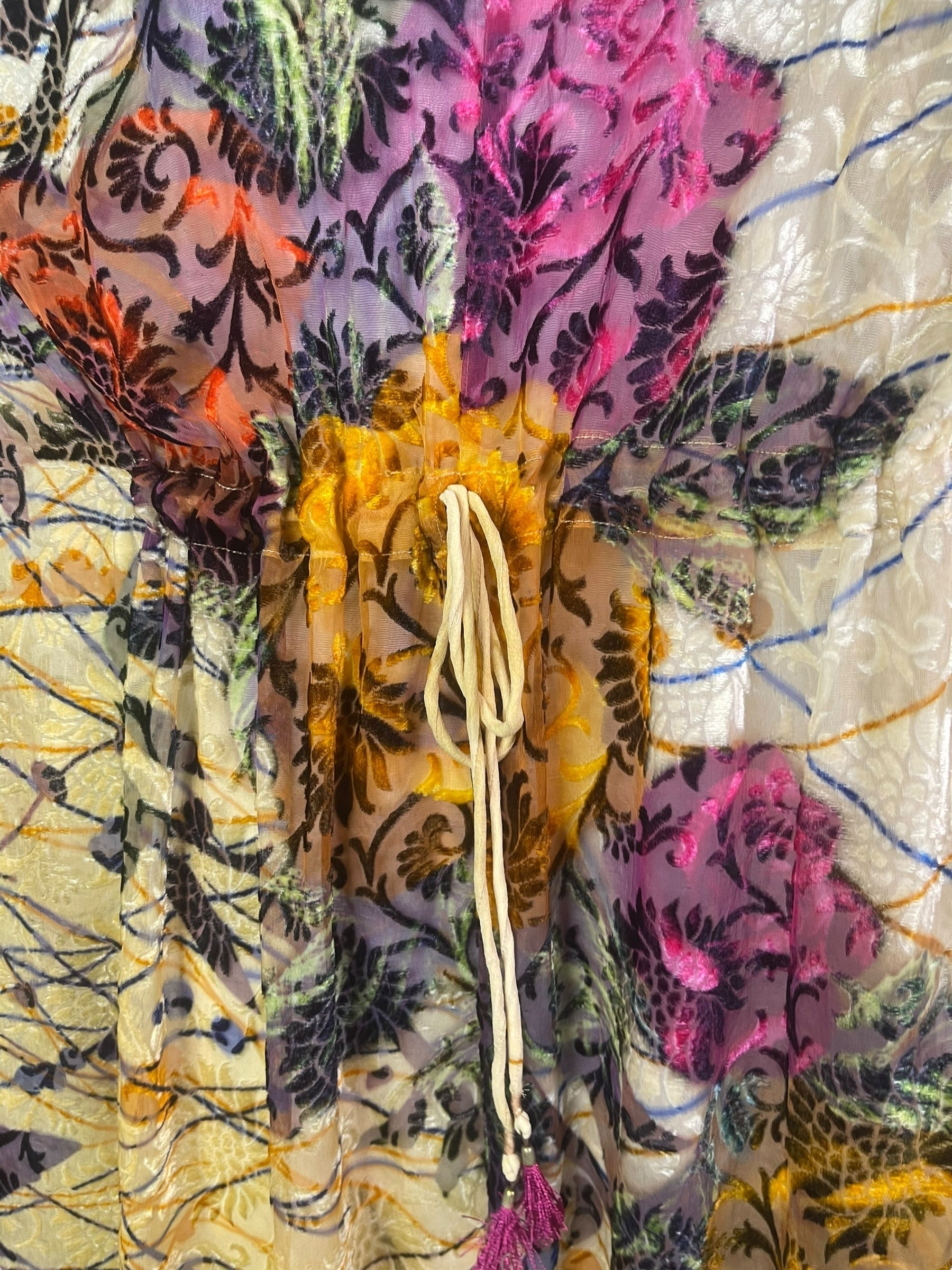 PRG8264 Sheer Avatar Pure Silk Maxi Kaftan by DECEMBER2025 – Handmade ethical Maxi Kaftan from sariKNOTsari using upcycled silk. Designed in Canada for travel and slow fashion, loved from Toronto to LA to Sydney.