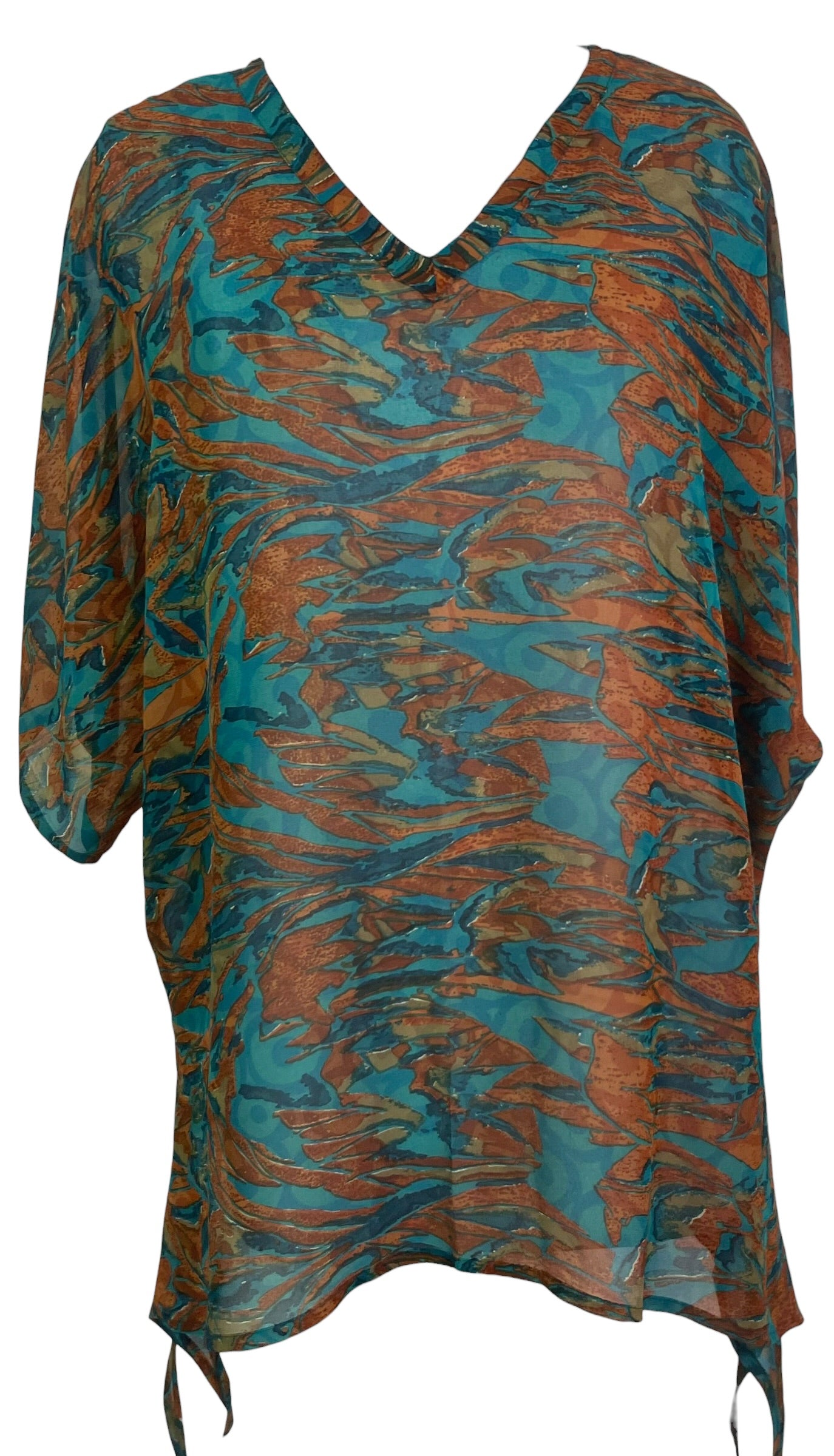 PRG9046 Sheer Avatar Pure Silk Long Tunic with Side Ties
