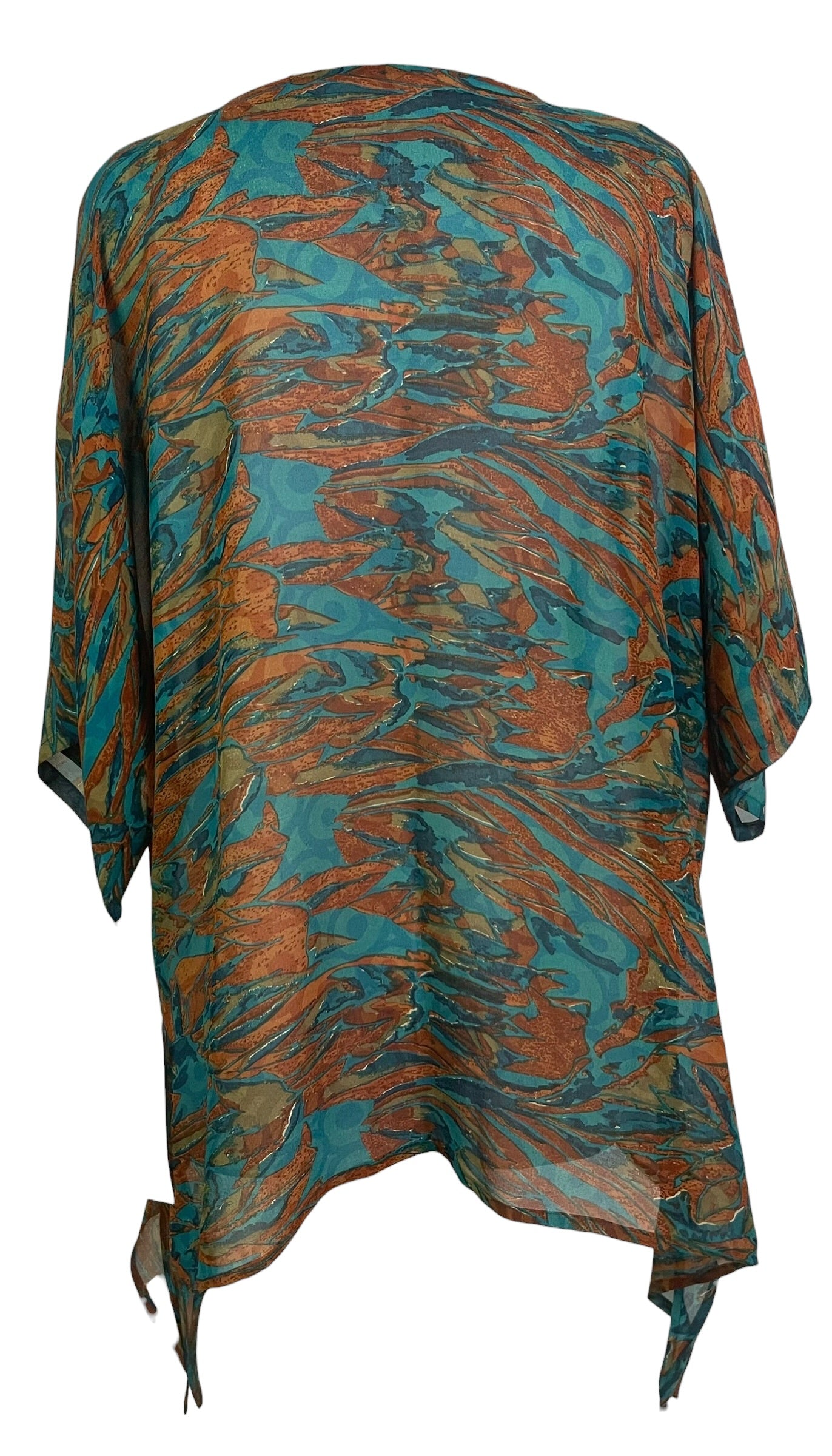 PRG9046 Sheer Avatar Pure Silk Long Tunic with Side Ties