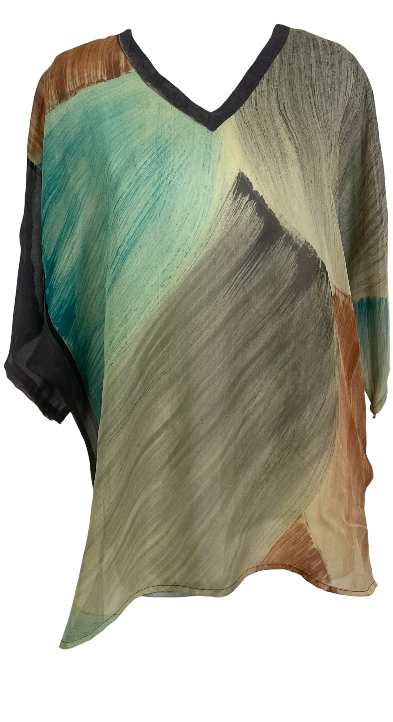 PRG9050 Sheer Avatar Pure Silk Long Tunic with Side Ties