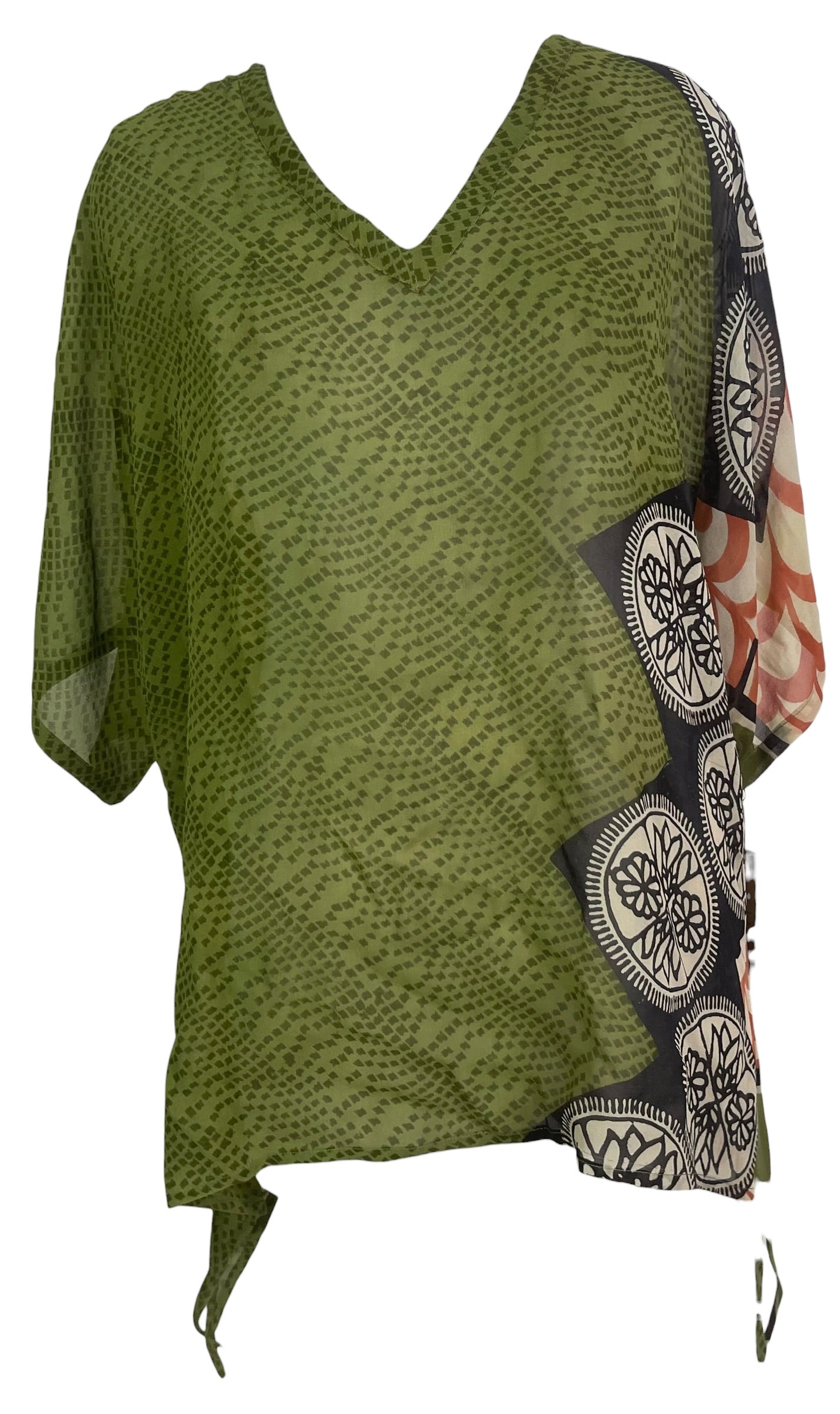 PRG9044 Sheer Wabi Sabi Pure Silk Long Tunic with Side Ties
