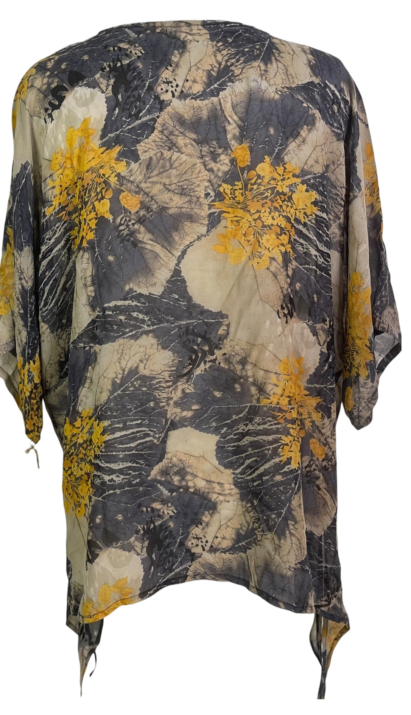 PRG9054 Sheer Wabi Sabi Pure Silk Long Tunic with Side Ties