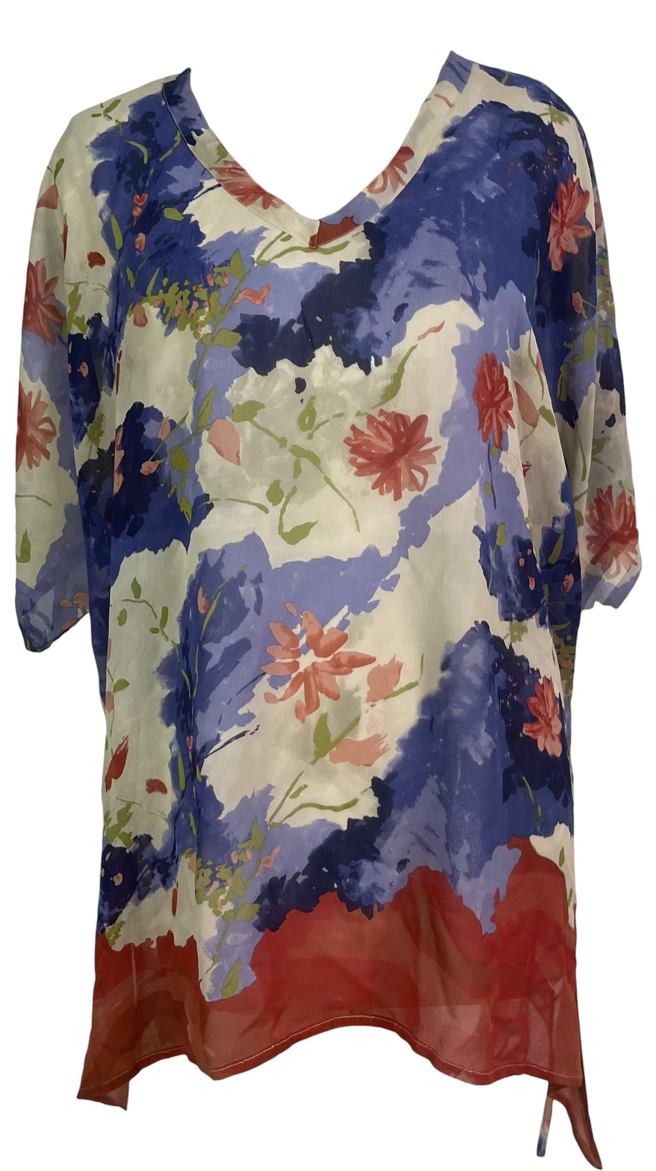 PRG9043 Sheer Wabi Sabi Pure Silk Long Tunic with Side Ties