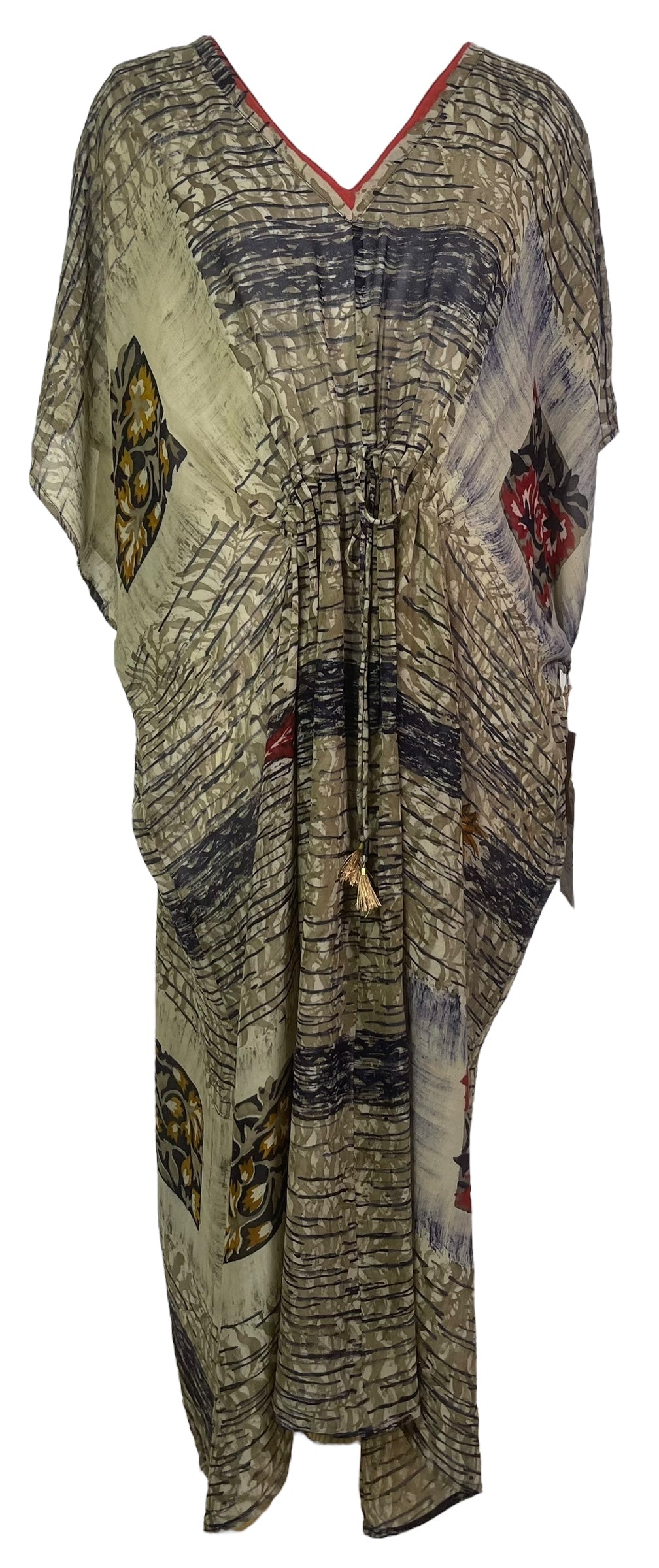 PRG8267 Sheer Wabi Sabi Pure Silk Maxi Kaftan