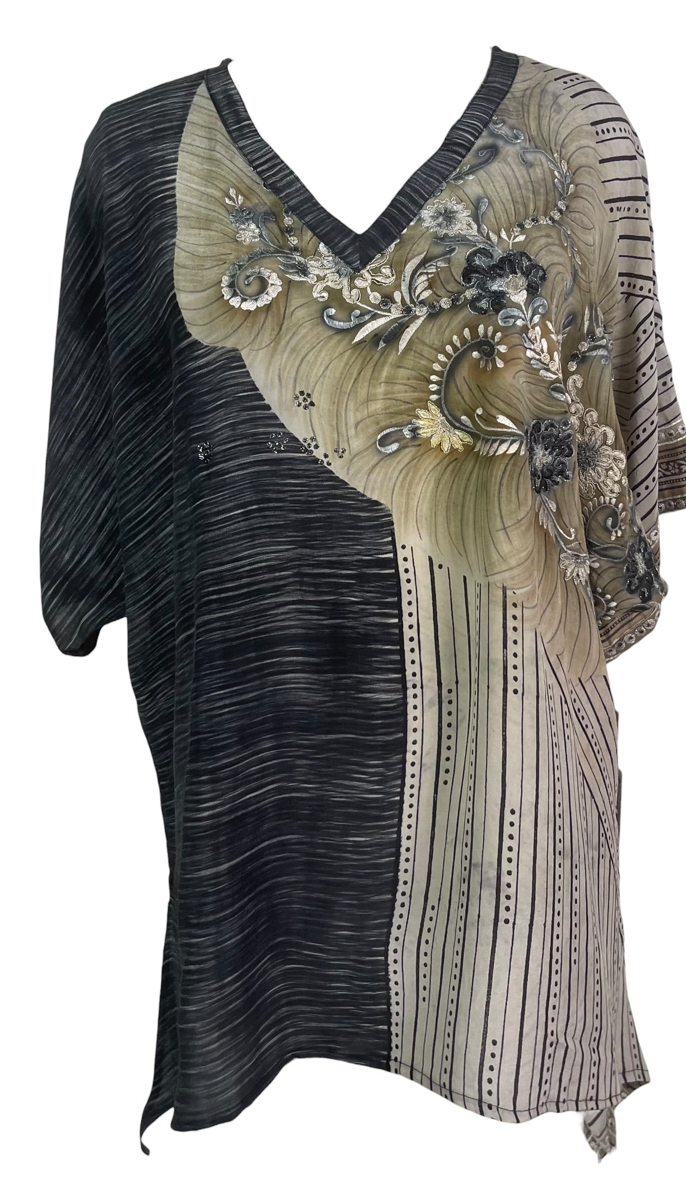 PRC8958 Wabi Sabi Pure Silk Long Tunic with Side Ties