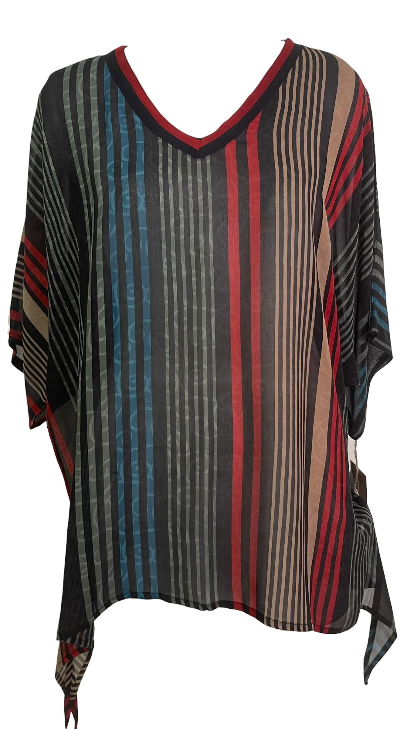 PRG9045 Sheer Wabi Sabi Pure Silk Long Tunic with Side Ties