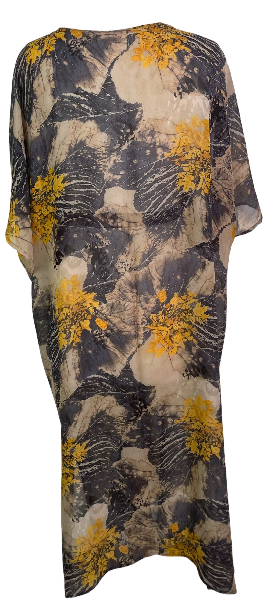 PRG9043 Sheer Wabi Sabi Pure Silk Kimono Sleeved Duster with Belt