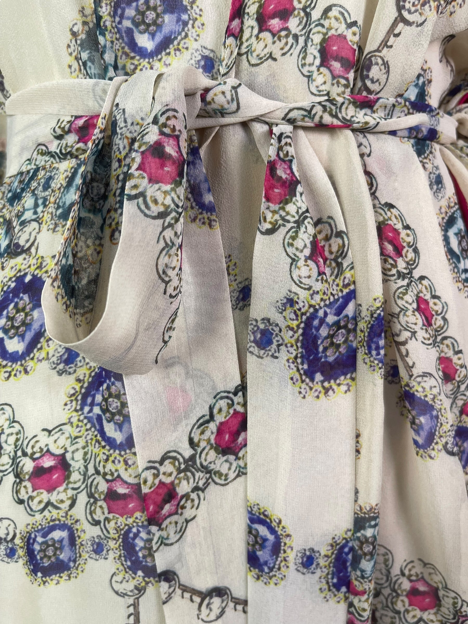 PRG8050 Sheer Wabi Sabi Pure Silk Kimono Sleeved Duster with Belt