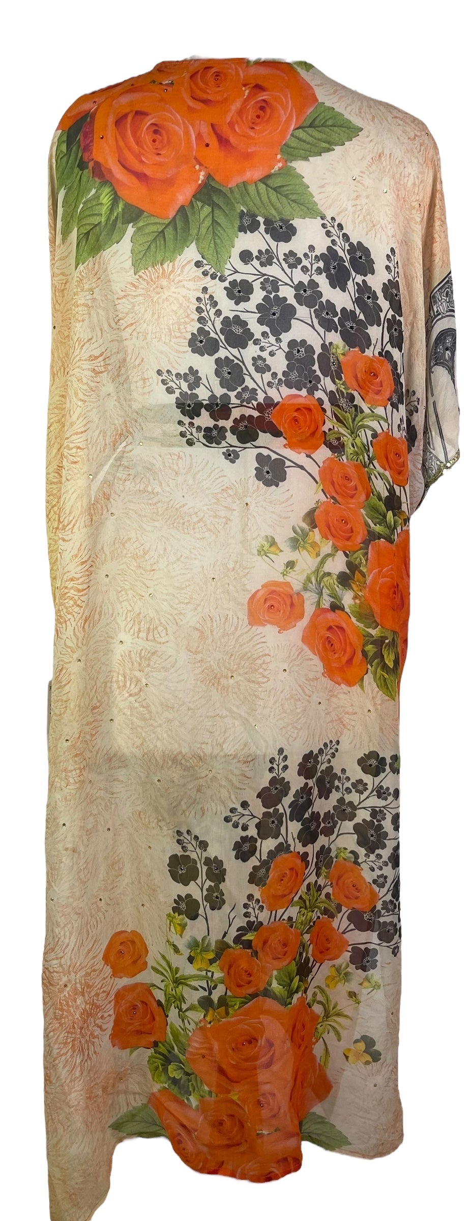 PRG8056 Sheer Wabi Sabi Pure Silk Kimono Sleeved Duster with Belt