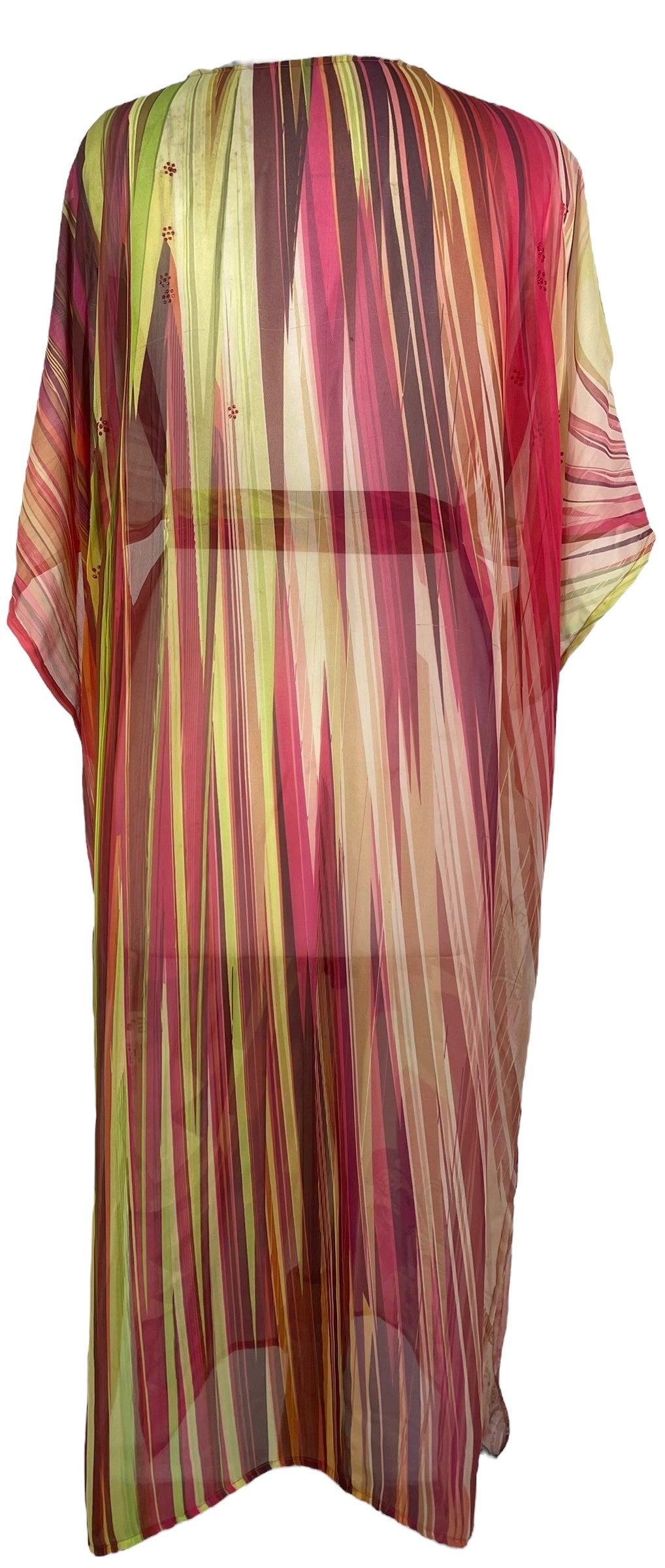 PRG8266 Sheer Wabi Sabi Pure Silk Kimono Sleeved Duster with Belt