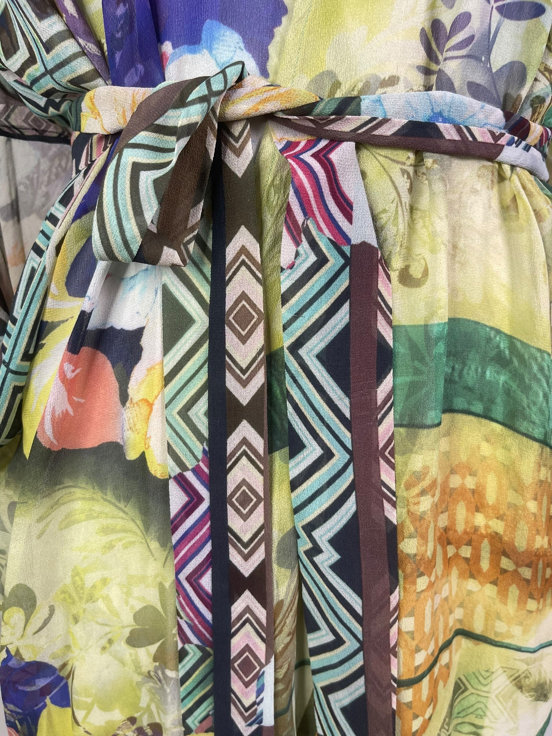 PRG8270 Sheer Wabi Sabi Pure Silk Kimono Sleeved Duster with Belt