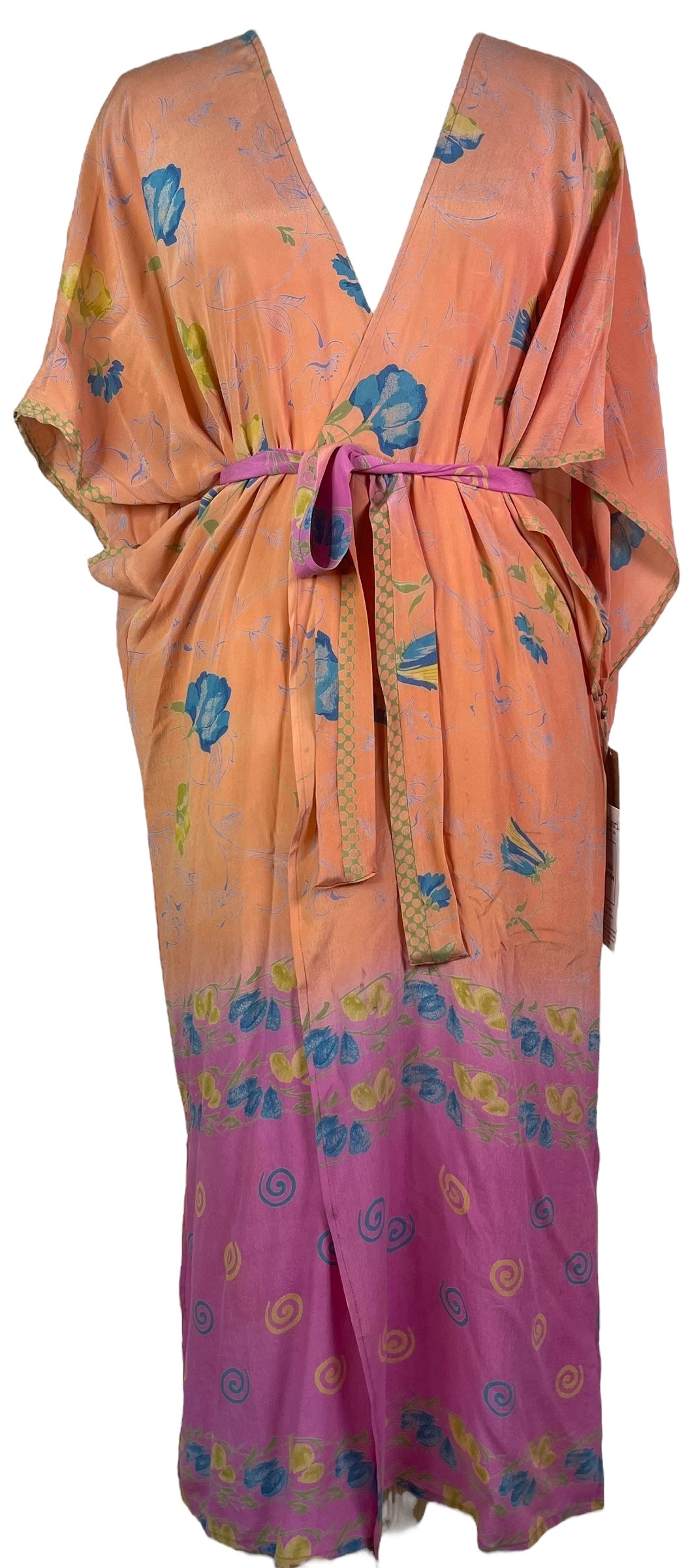 PRC8204 Wabi Sabi Pure Silk Kimono Sleeved Duster with Belt