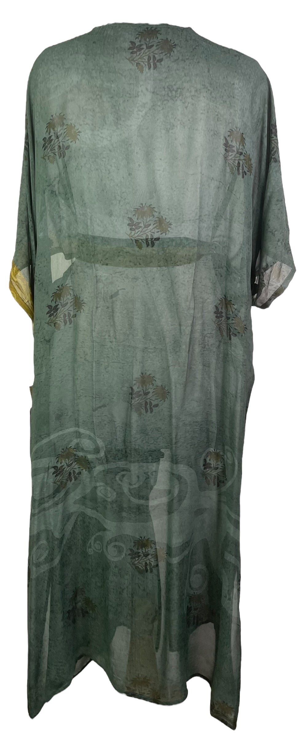 PRG8208 Sheer Wabi Sabi Pure Silk Kimono Sleeved Duster with Belt