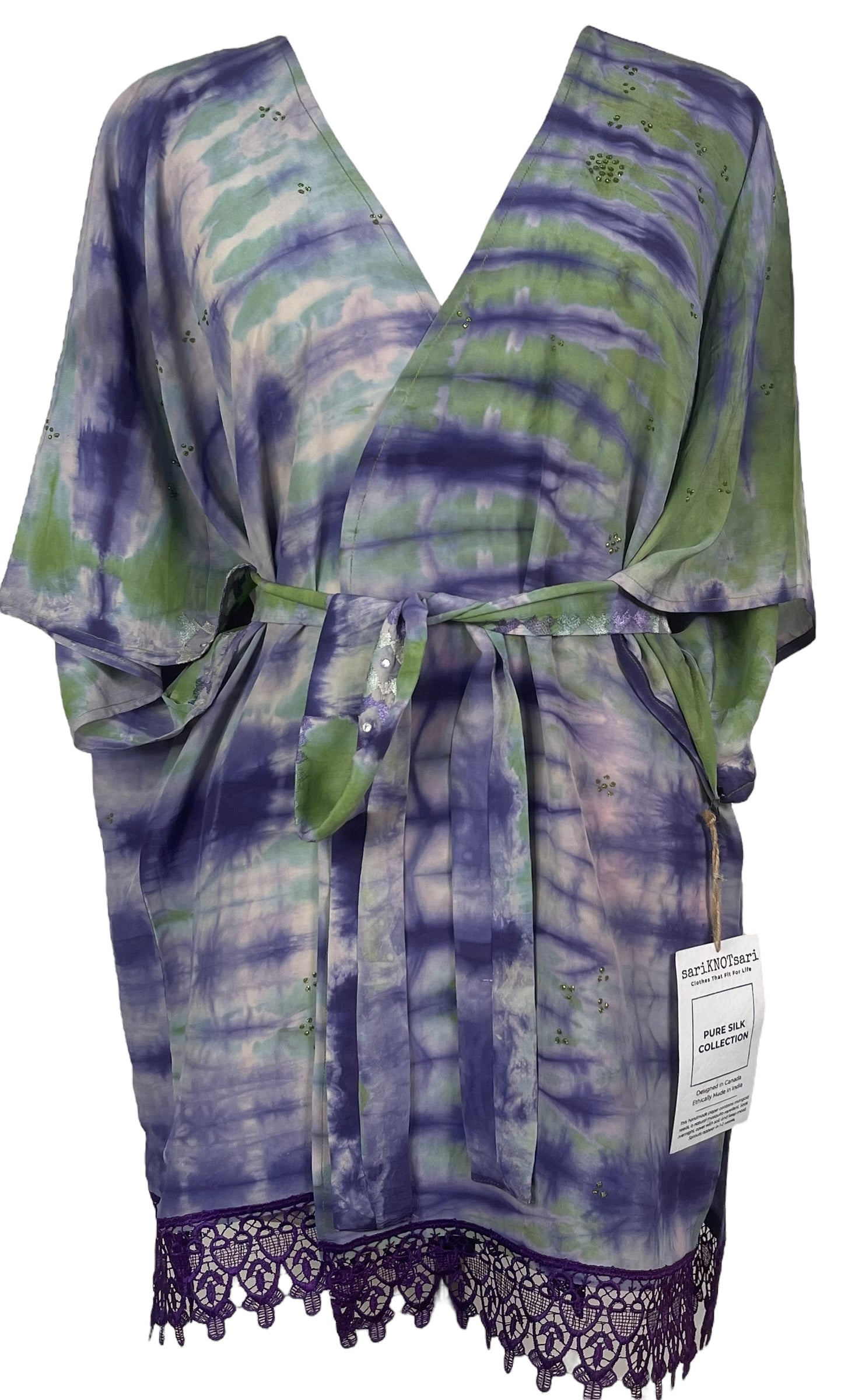 PRC8325 Avatar Pure Silk Kimono-Sleeved Jacket with Belt