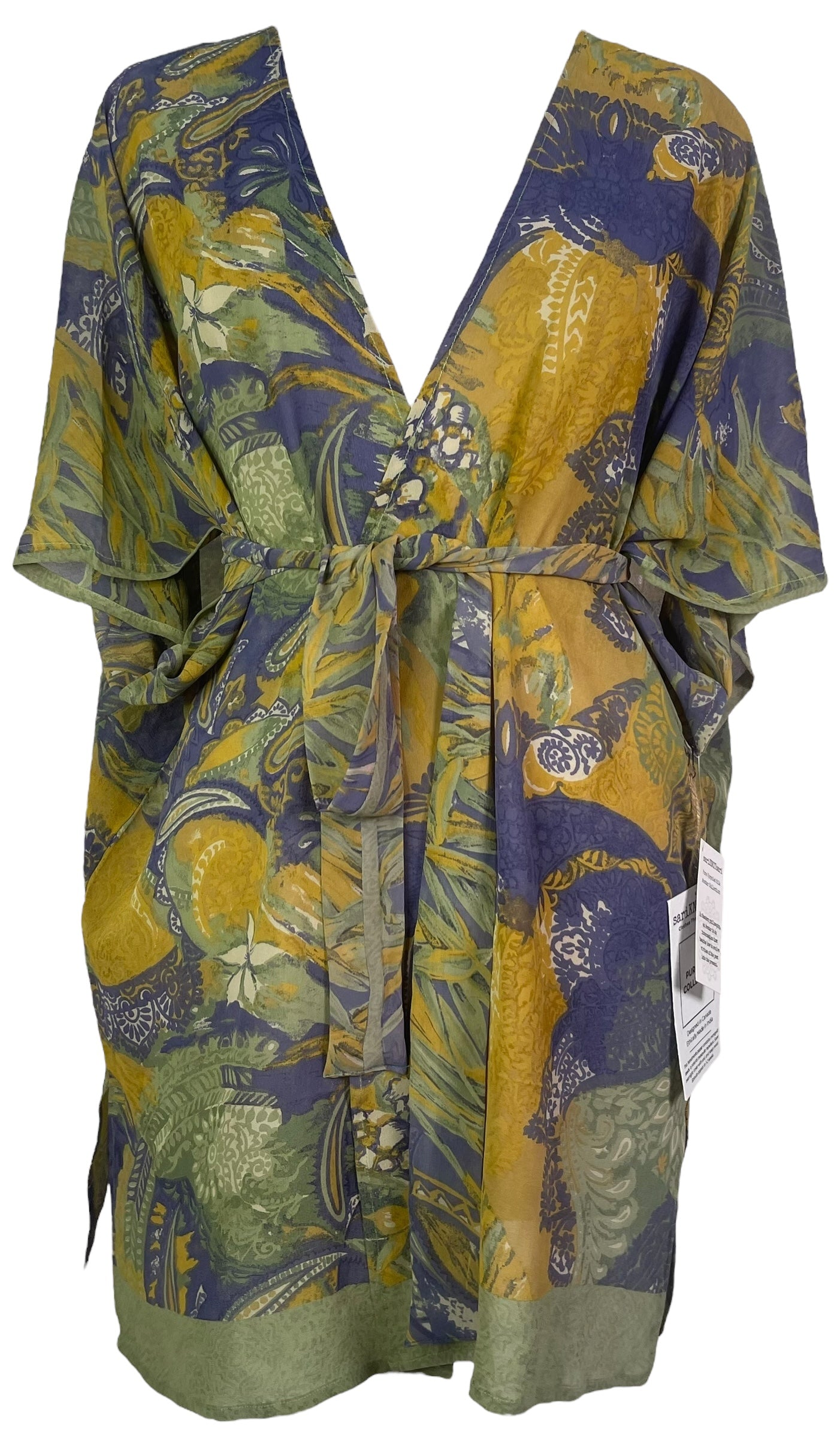PRG8338A Sheer Avatar Pure Silk Kimono-Sleeved Jacket with Belt