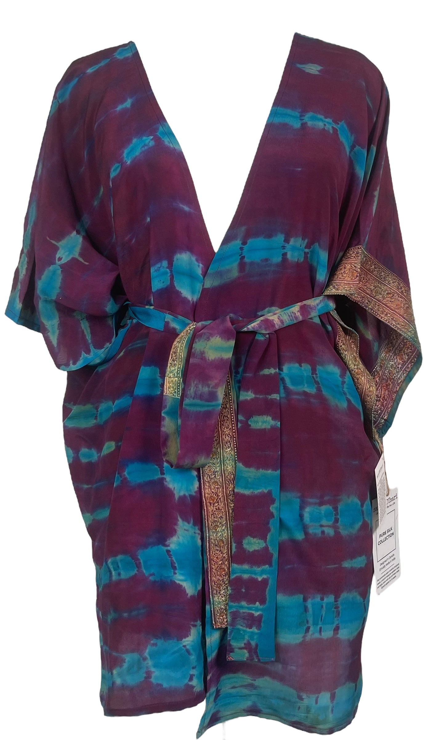 PRC8324 Avatar Pure Silk Kimono-Sleeved Jacket with Belt