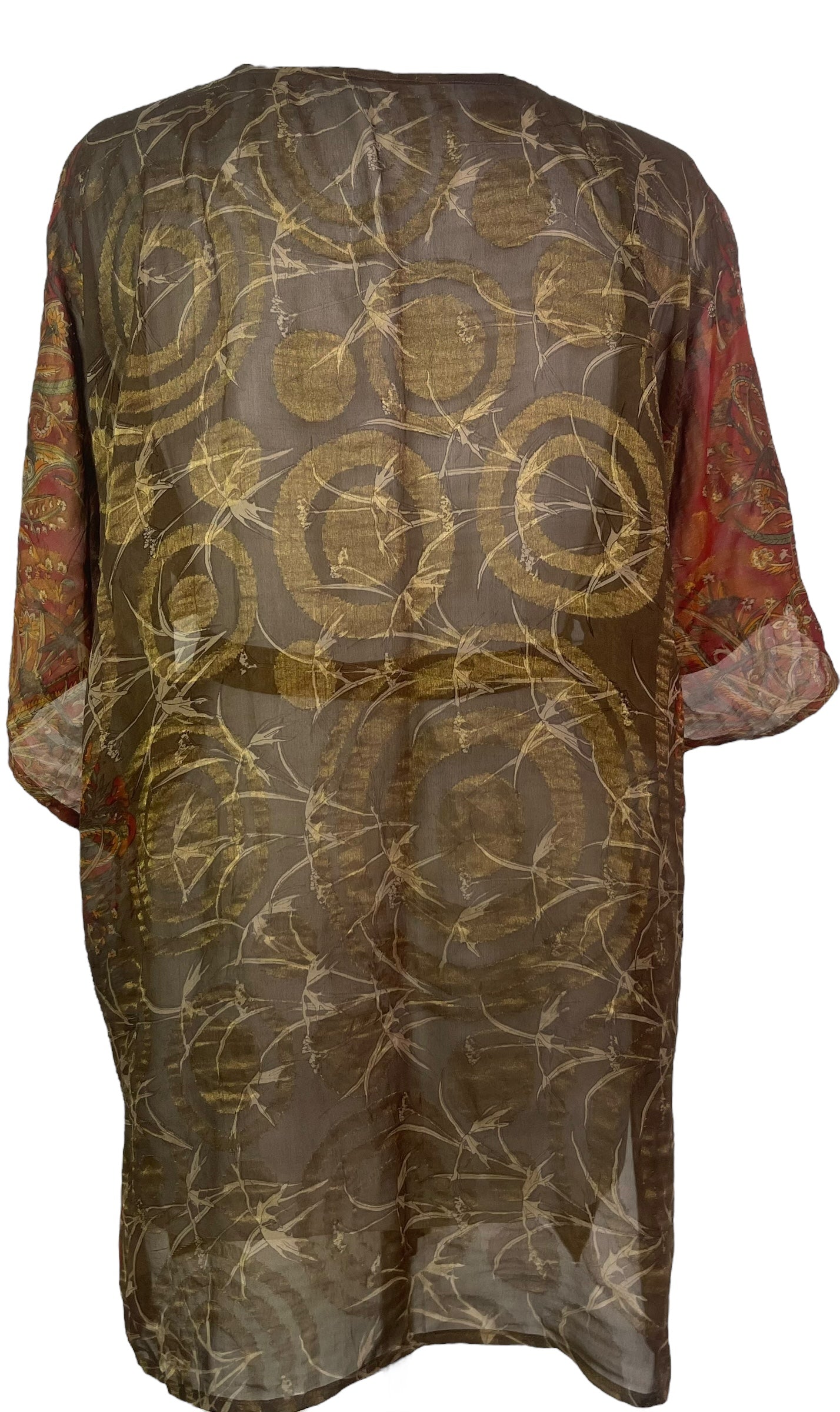 PRG8343 Sheer Avatar Pure Silk Kimono-Sleeved Jacket with Belt