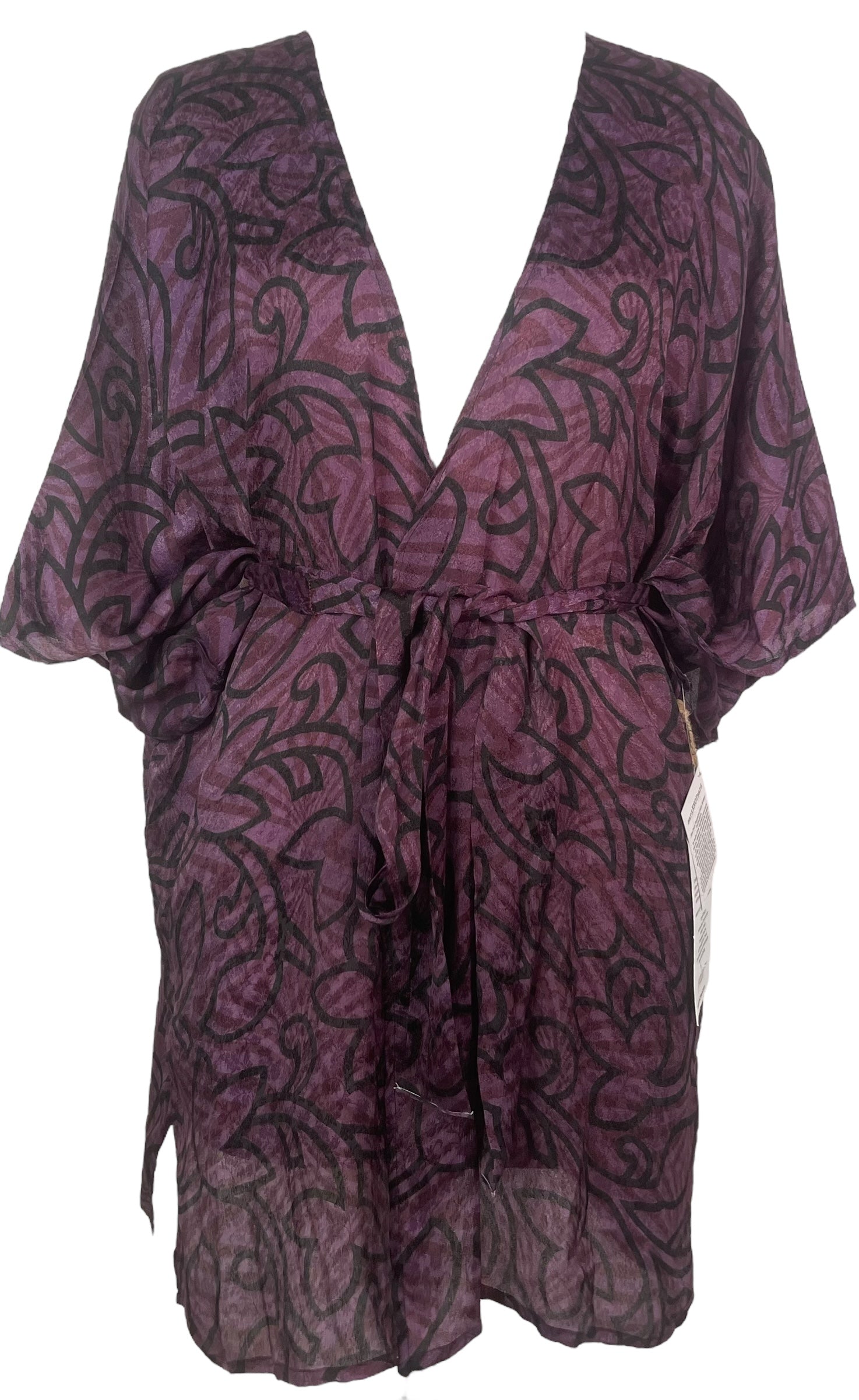 PRC8333 Avatar Pure Silk Kimono-Sleeved Jacket with Belt