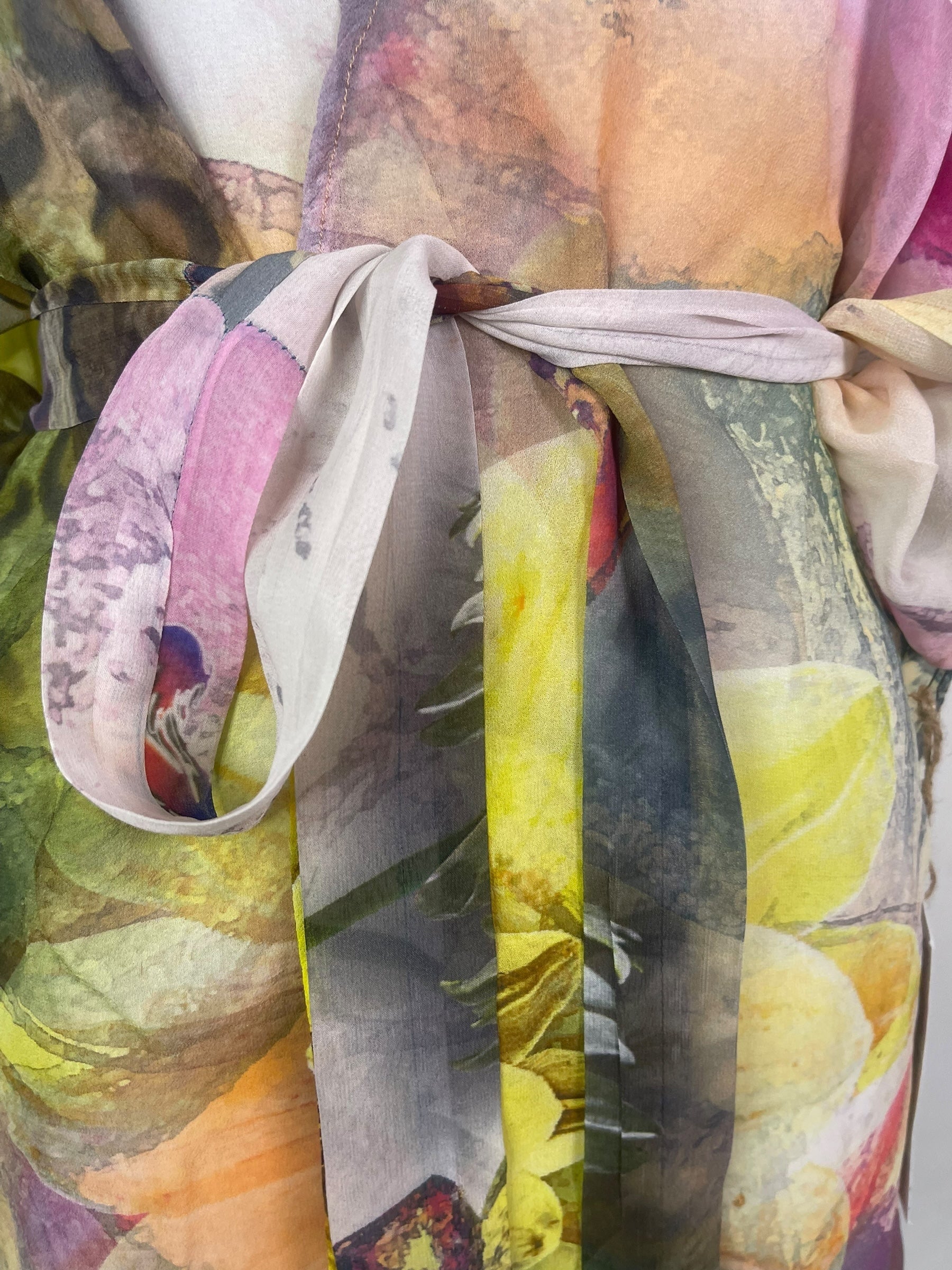 PRG8344 Sheer Avatar Pure Silk Kimono-Sleeved Jacket with Belt