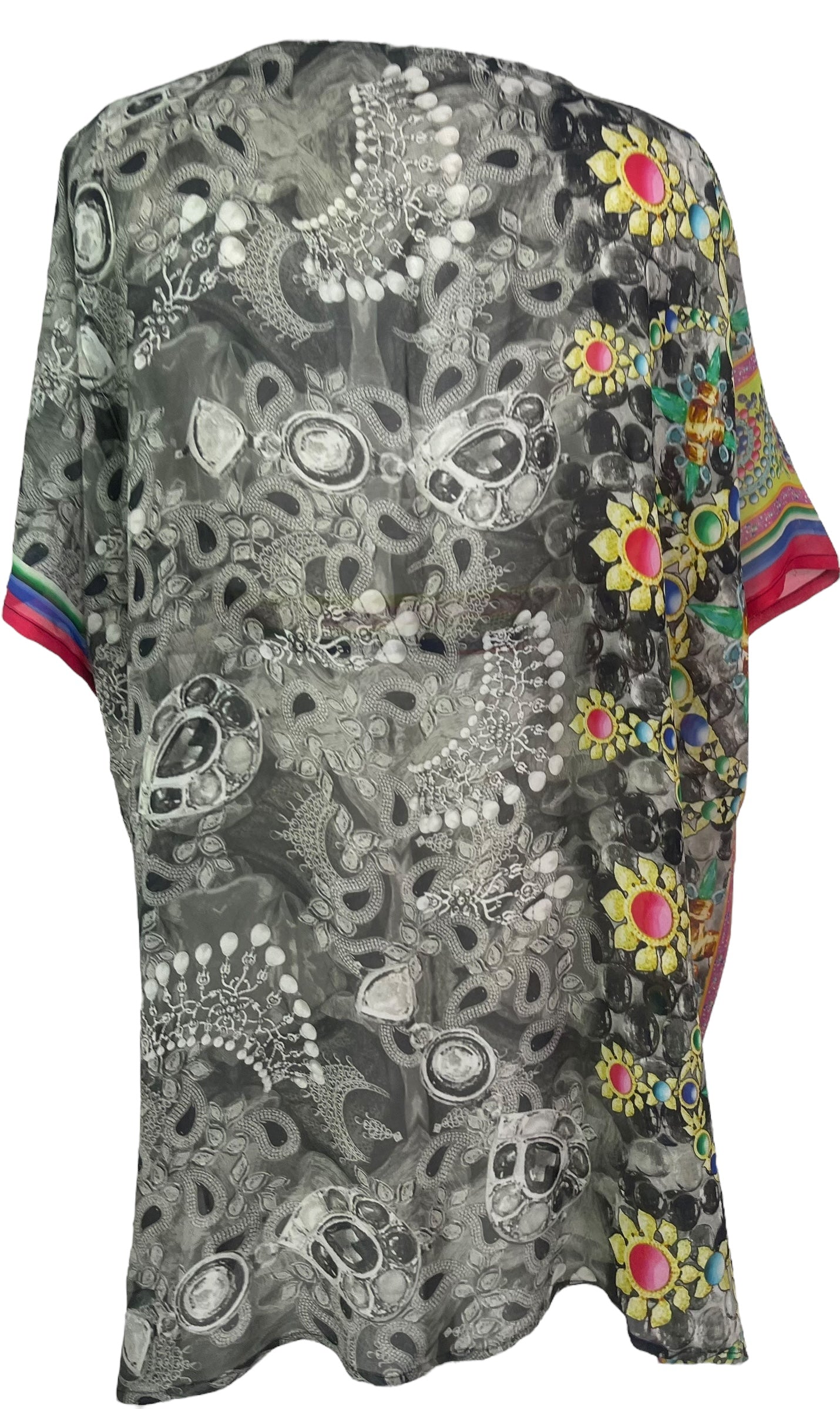 PRG8345 Sheer Wabi Sabi Pure Silk Kimono-Sleeved Jacket with Belt