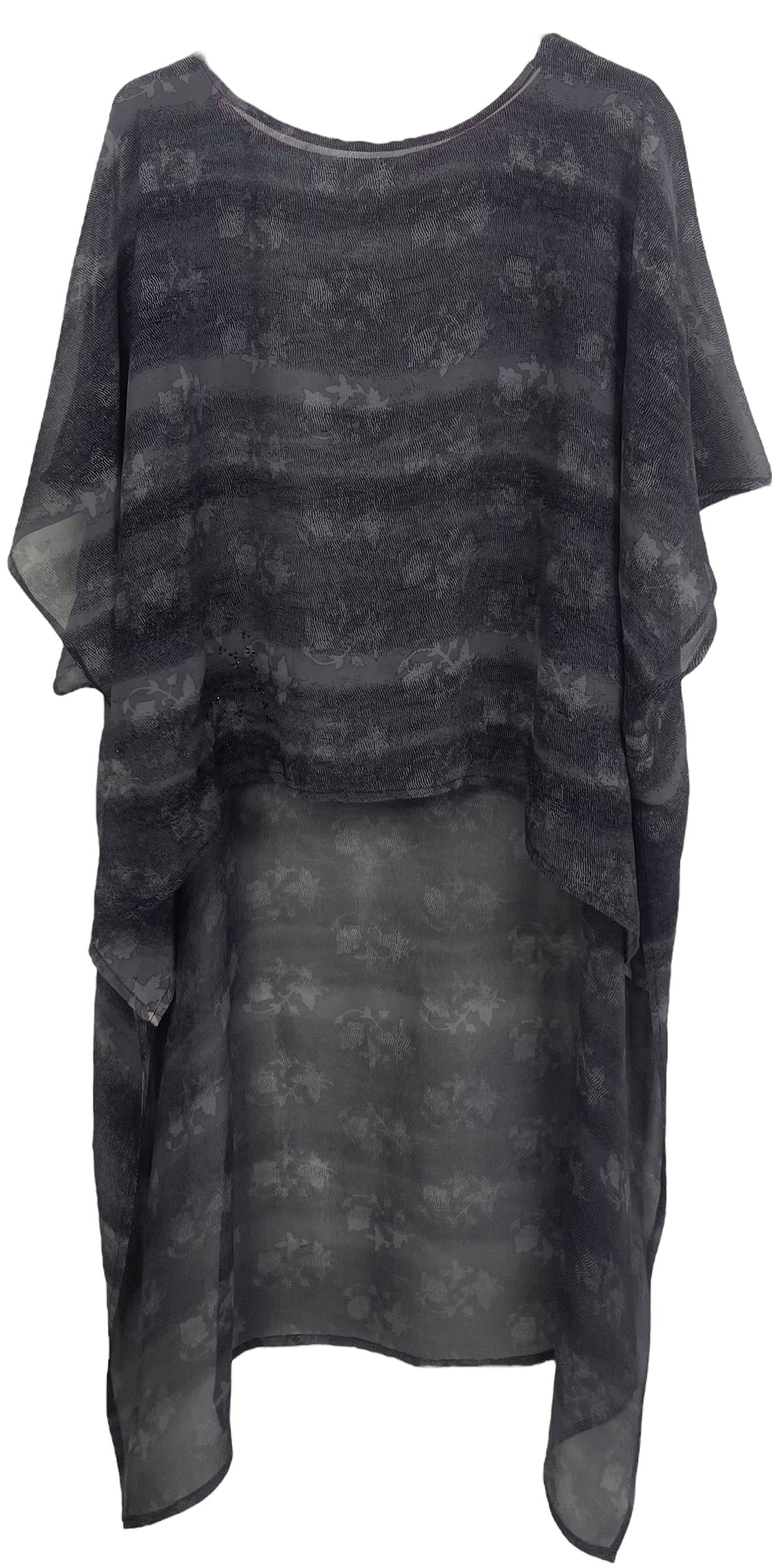 PREVIEW PRG8342 Sheer Avatar Pure Silk Hi Lo Top by DECEMBER2025 – Handmade ethical Hi Lo Top from sariKNOTsari using upcycled silk. Designed in Canada for travel and slow fashion, loved from Toronto to LA to Sydney.