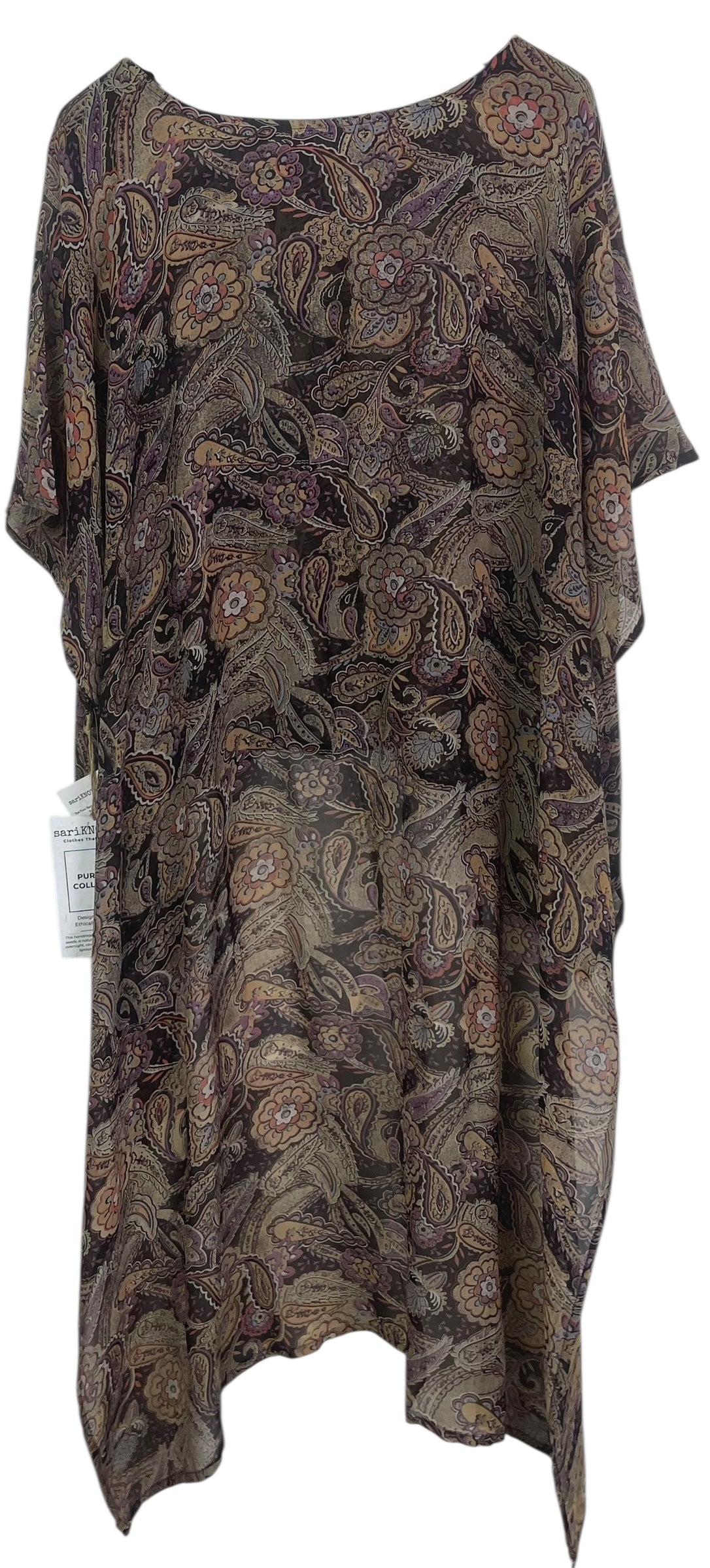 PREVIEW PRG8336 Sheer Avatar Pure Silk Hi Lo Top by DECEMBER2025 – Handmade ethical Hi Lo Top from sariKNOTsari using upcycled silk. Designed in Canada for travel and slow fashion, loved from Toronto to LA to Sydney.